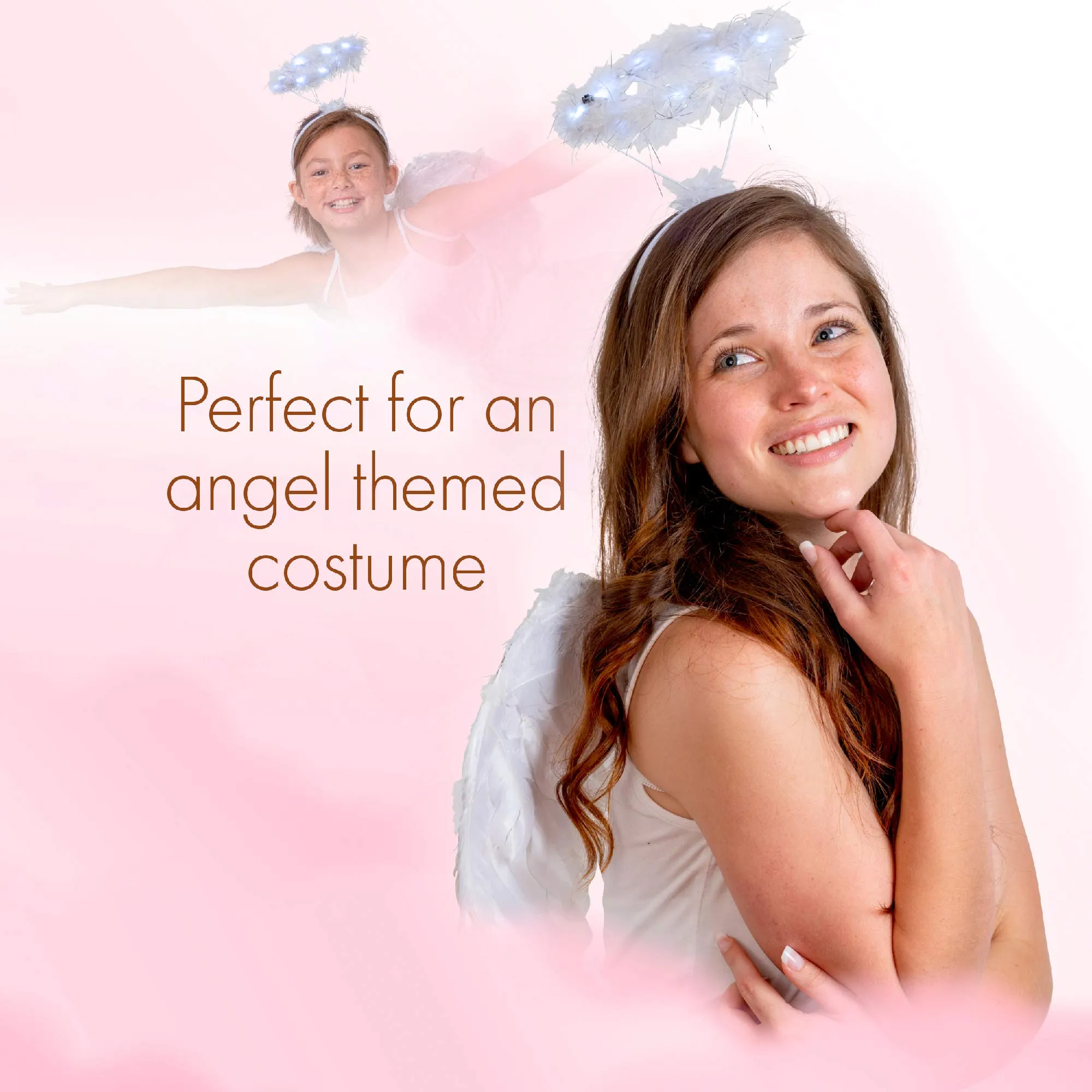 Angel Wings Costume Accessory - White Feathered Angelic Wings for Angel and Cupid Costume for Adults and Children