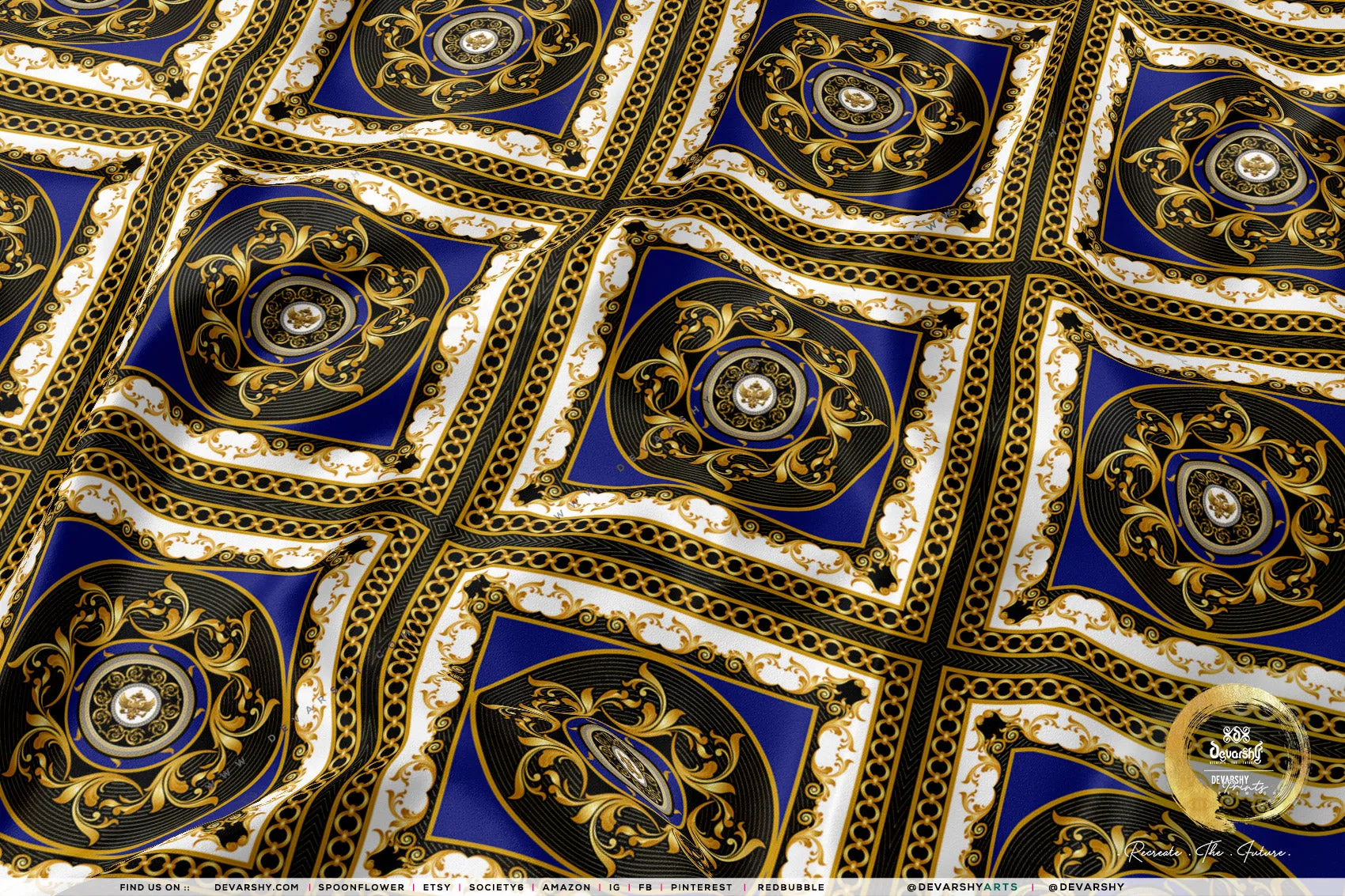 Baroque Circles Apparel Fabric, 6 Designs | 8 Fabrics Option | Apparel Fabric By the Yard | 039