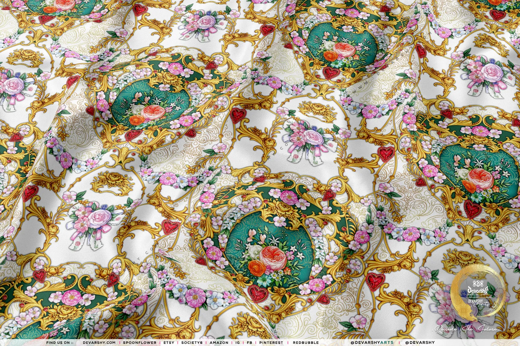 Baroque Florals Apparel Fabric 3Meters | 6 Designs | 8 Fabrics Option | Fabric By the Yard | 043