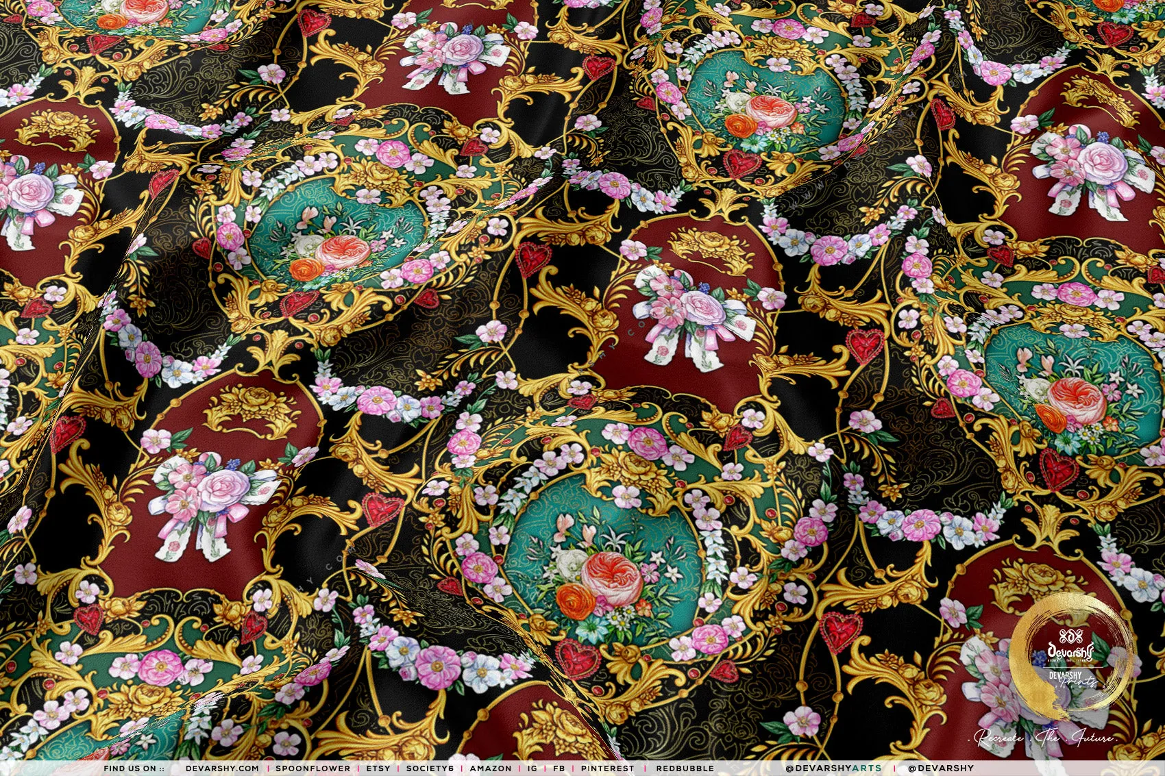 Baroque Florals Apparel Fabric 3Meters | 6 Designs | 8 Fabrics Option | Fabric By the Yard | 043