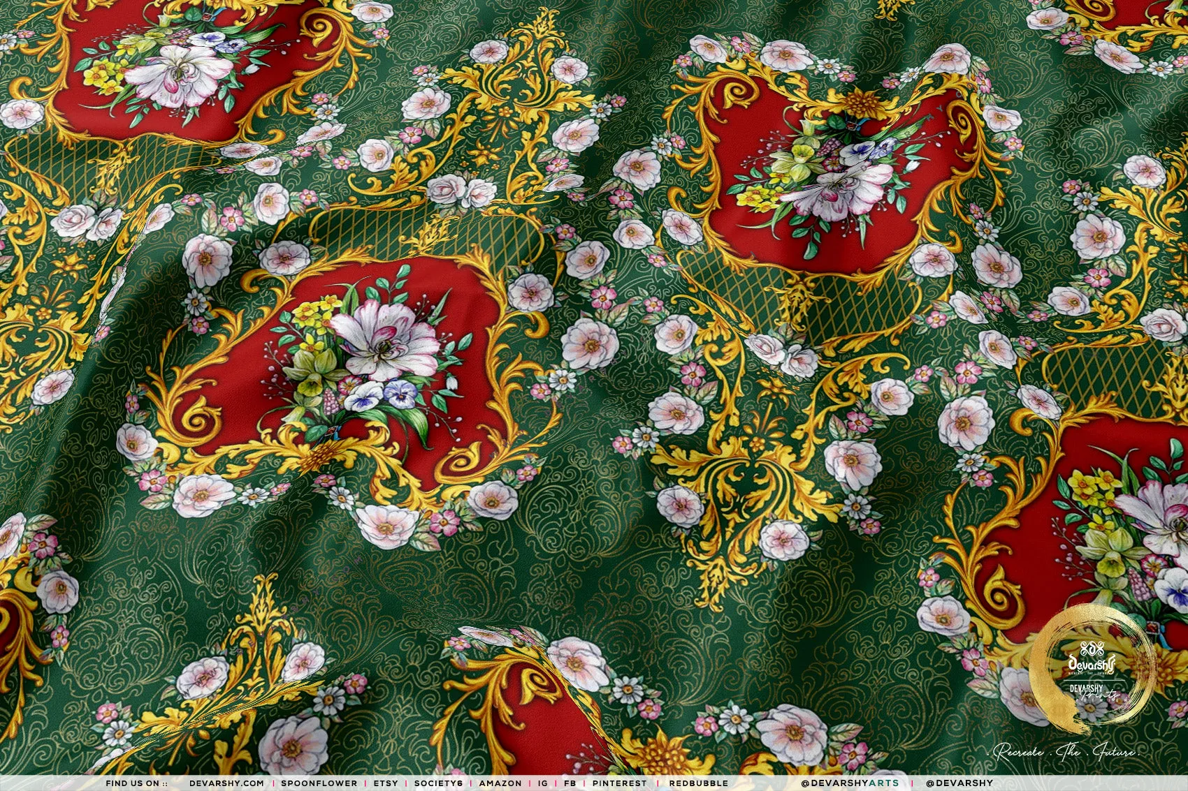 Baroque Florals Apparel Fabric 3Meters | 6 Designs | 8 Fabrics Option | Fabric By the Yard | 043