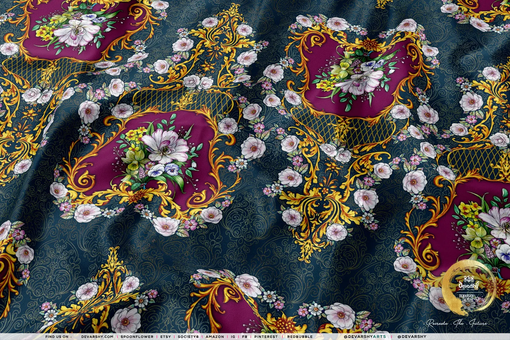 Baroque Florals Apparel Fabric 3Meters | 6 Designs | 8 Fabrics Option | Fabric By the Yard | 043