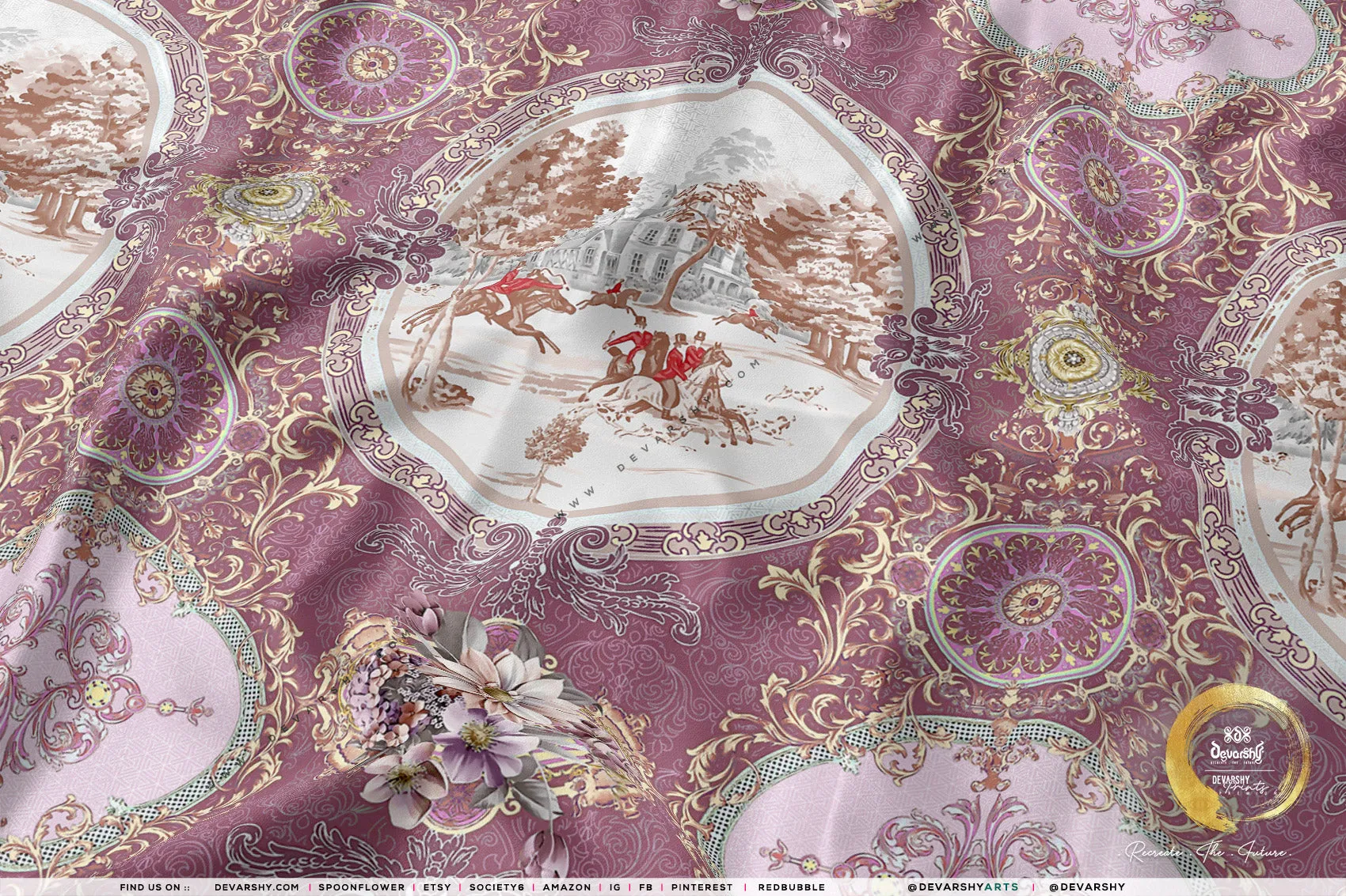 Baroque Vintage Apparel Fabric, 9 Designs | 8 Fabric Options | Floral Fabric By the Yard | 074