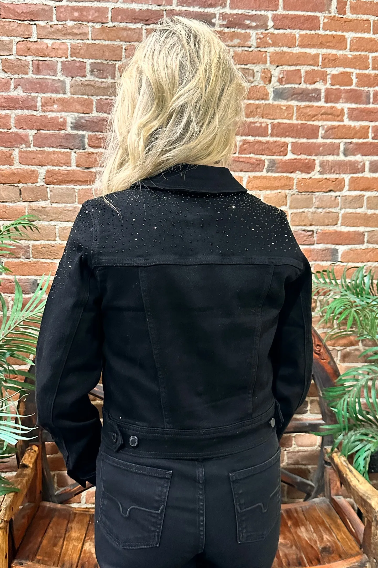 Black Rhinestone Jean Jacket by Judy Blue