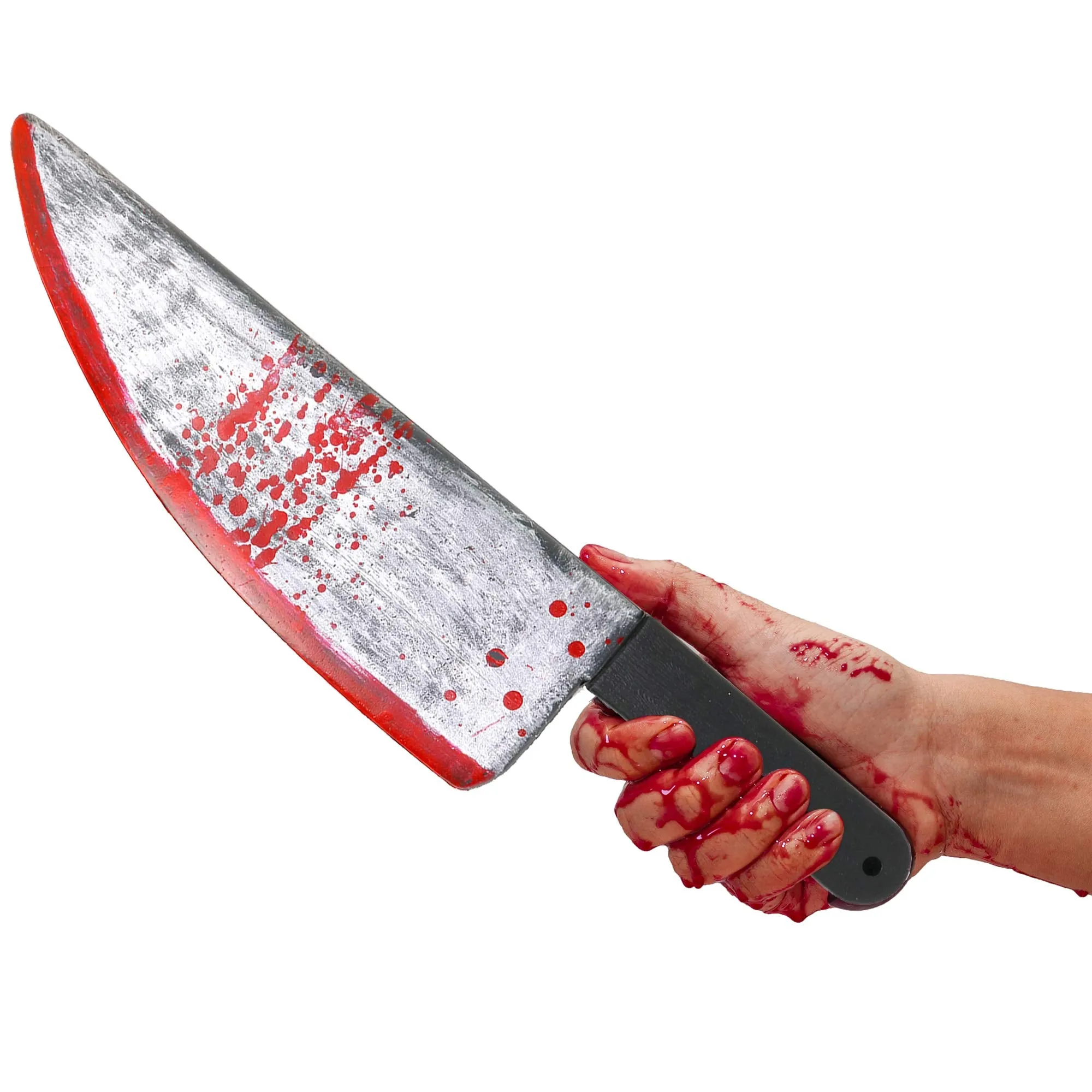 Bloody Butcher Knife Prop - Blood Stained Fake Costume Knives Props for Zombie Costumes