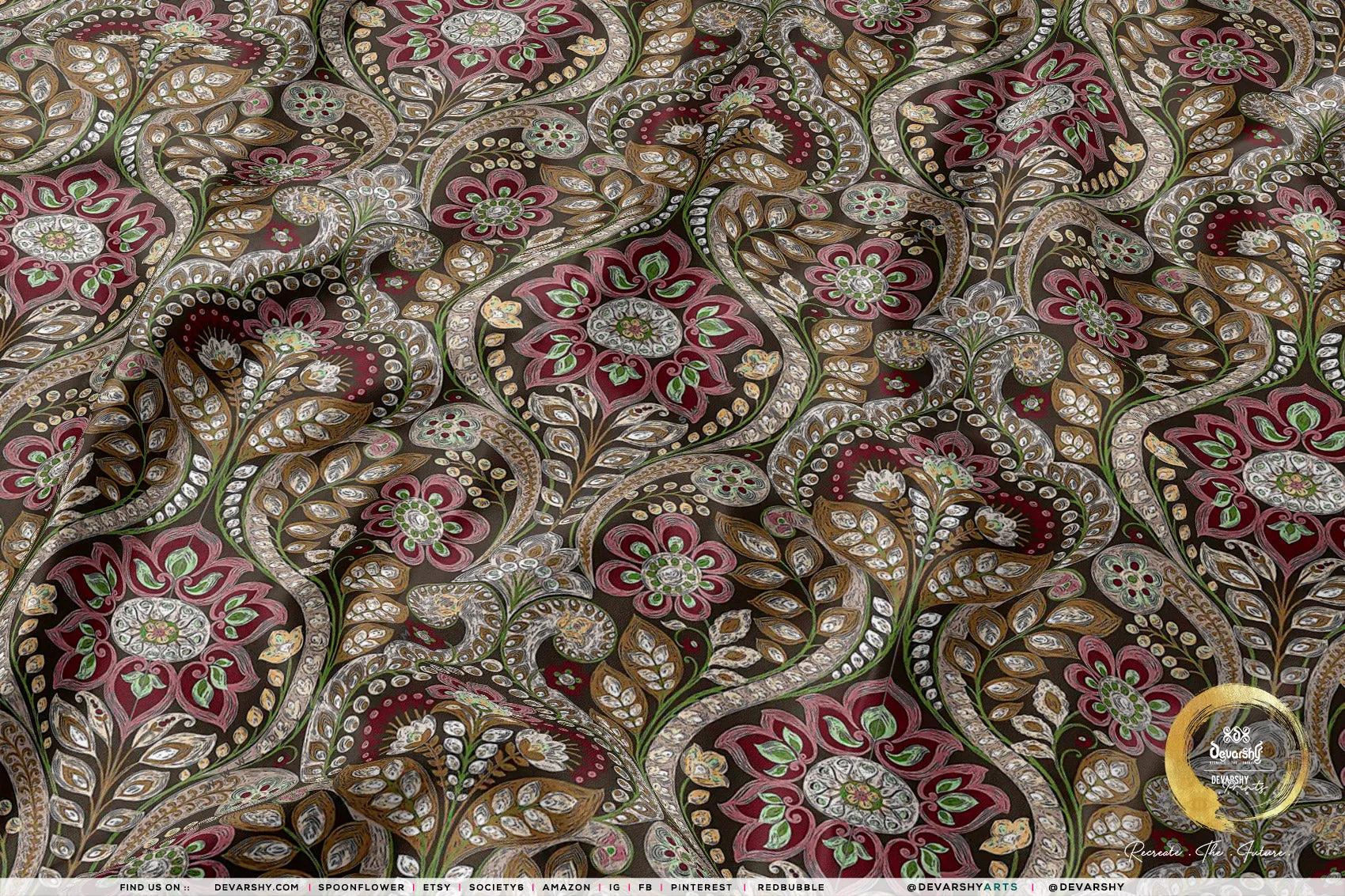 Brocade Print Apparel Fabric 3Meters , 9 Designs | 8 Fabrics Option | Fabric By the Yard | 066