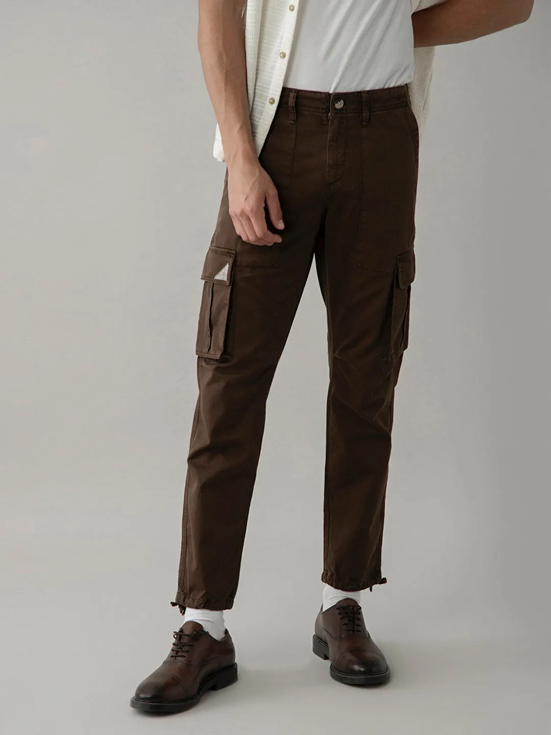 Brown Cotton Blend Cargo