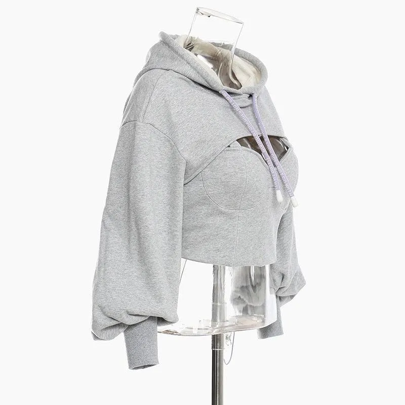 Corset Push Cropped Hoodie