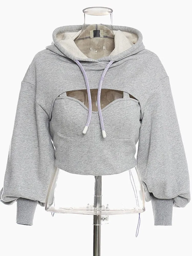 Corset Push Cropped Hoodie