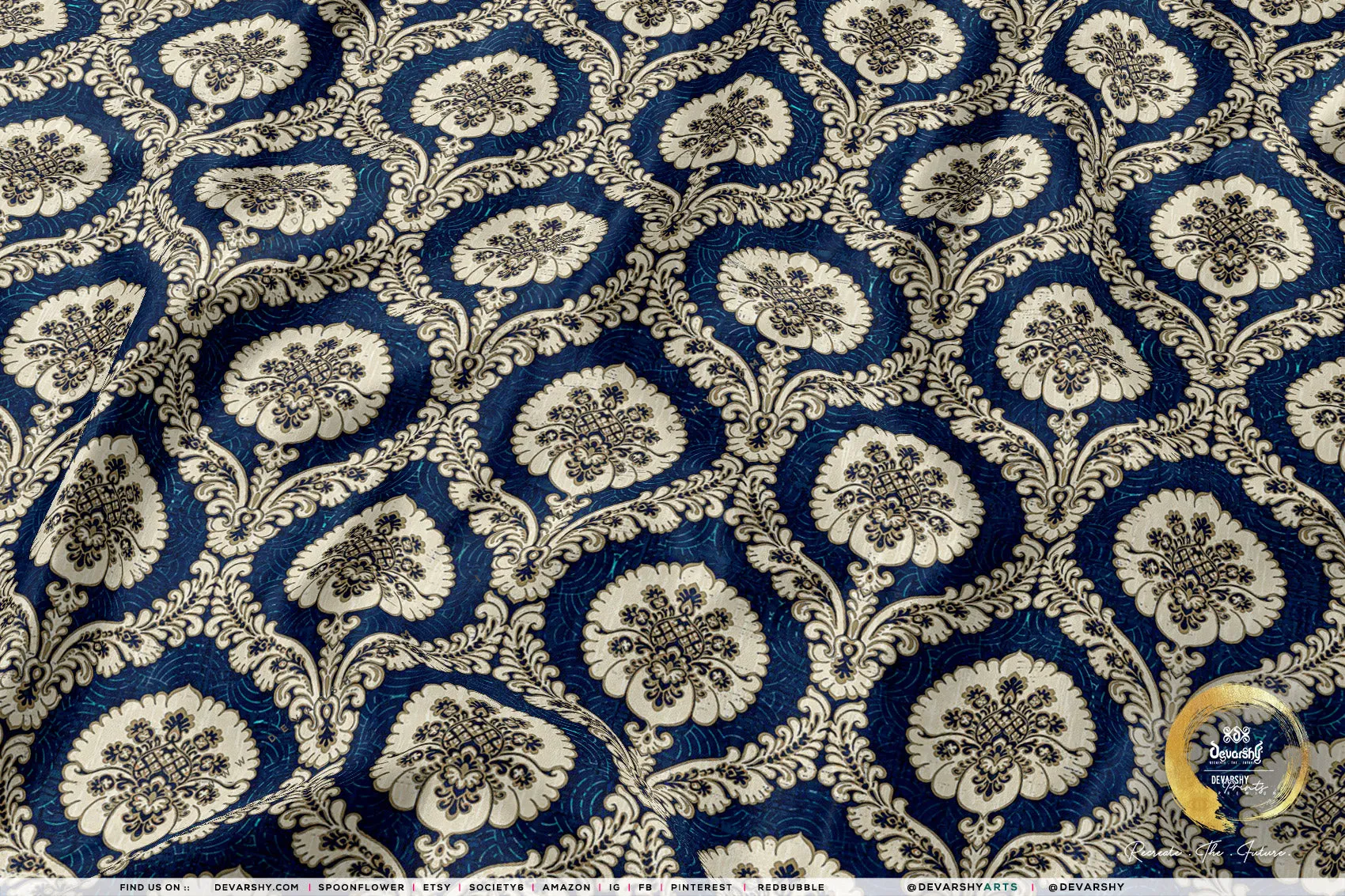 DamasQus Apparel Fabric 3Meters , 9 Designs | 8 Fabric Options | Damask Fabric By the Yard | 075