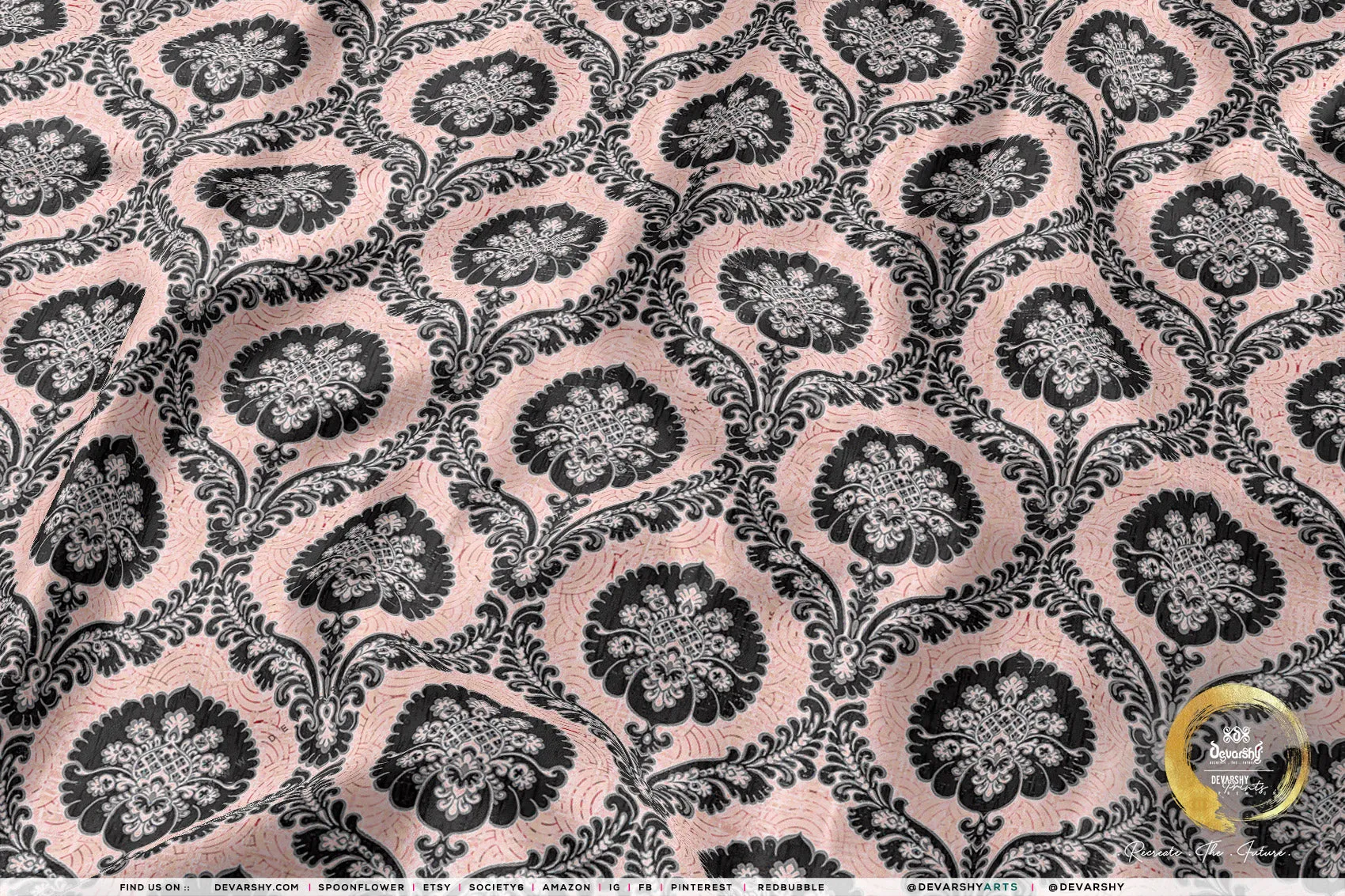 DamasQus Apparel Fabric 3Meters , 9 Designs | 8 Fabric Options | Damask Fabric By the Yard | 075