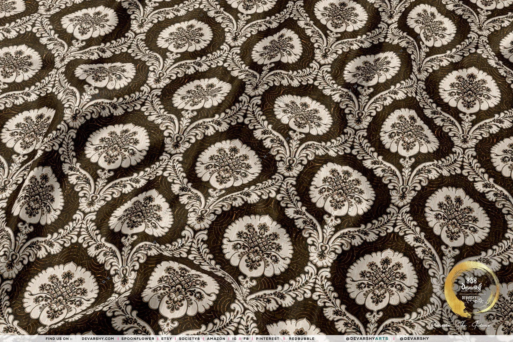 DamasQus Apparel Fabric 3Meters , 9 Designs | 8 Fabric Options | Damask Fabric By the Yard | 075