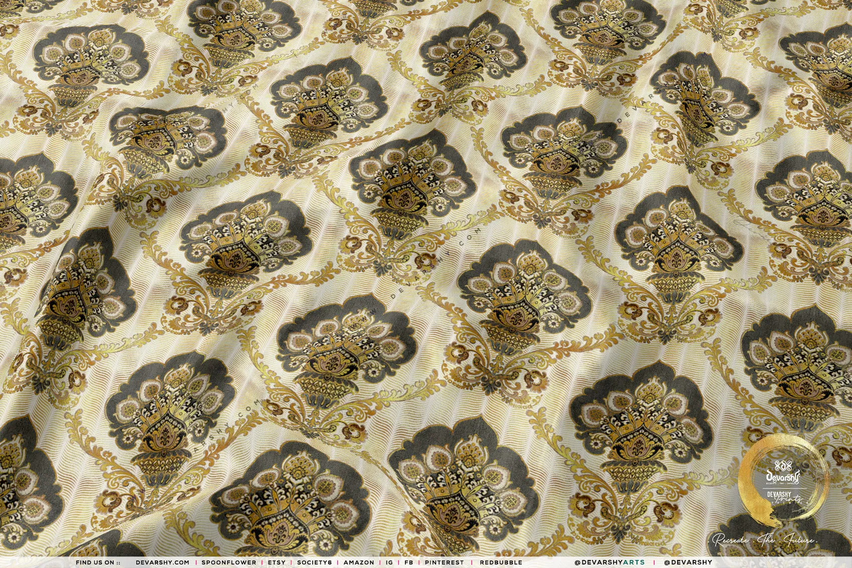 DamasQus Apparel Fabric 3Meters , 9 Designs | 8 Fabric Options | Damask Fabric By the Yard | 075