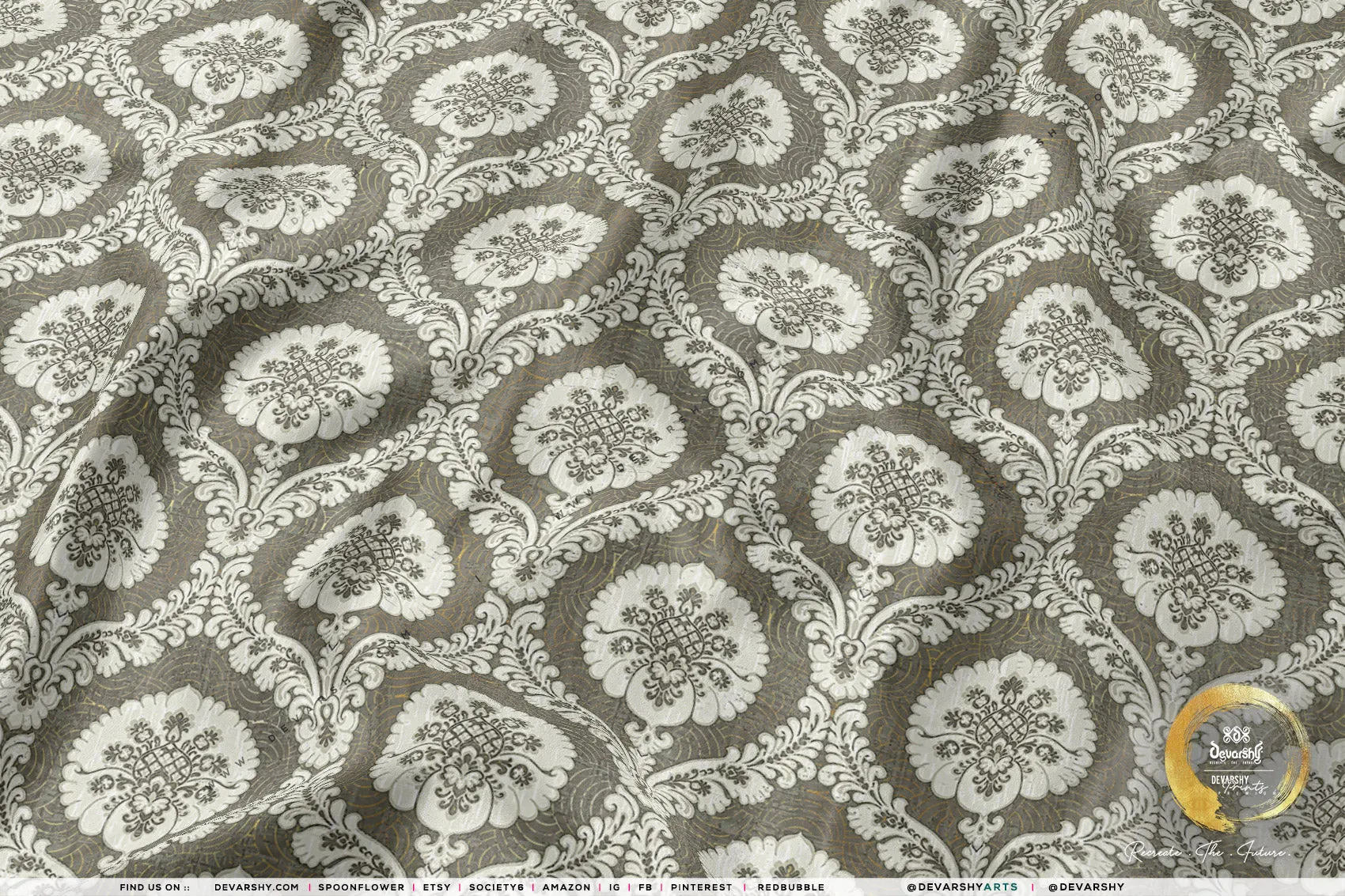 DamasQus Apparel Fabric 3Meters , 9 Designs | 8 Fabric Options | Damask Fabric By the Yard | 075