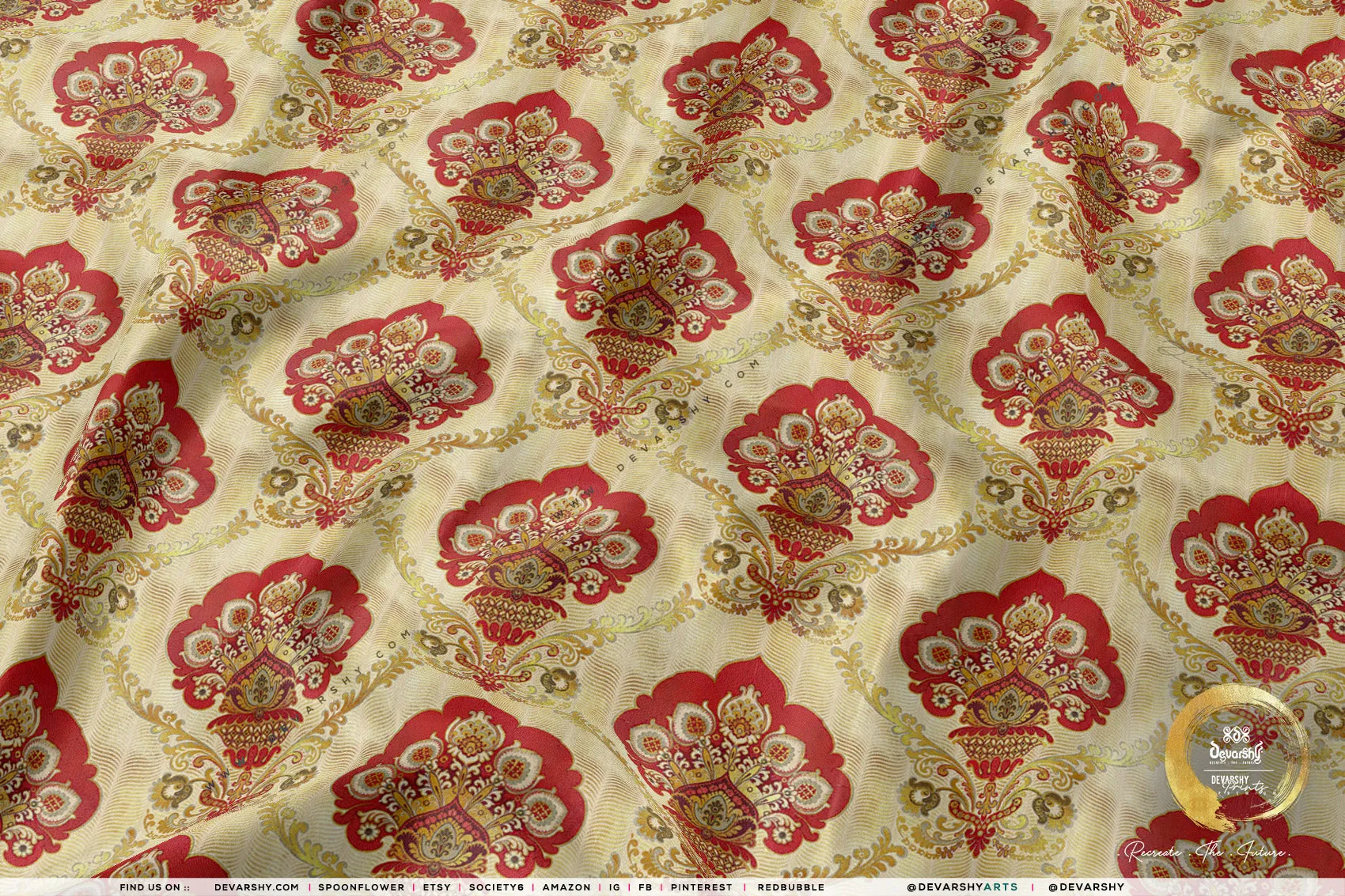 DamasQus Apparel Fabric 3Meters , 9 Designs | 8 Fabric Options | Damask Fabric By the Yard | 075