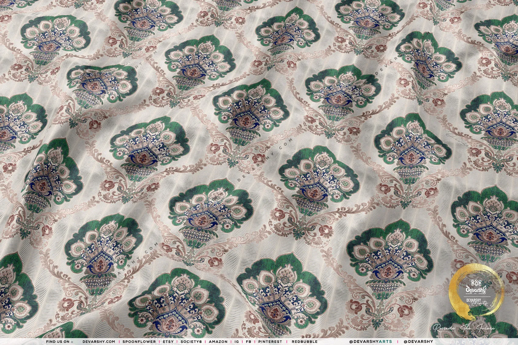 DamasQus Apparel Fabric 3Meters , 9 Designs | 8 Fabric Options | Damask Fabric By the Yard | 075