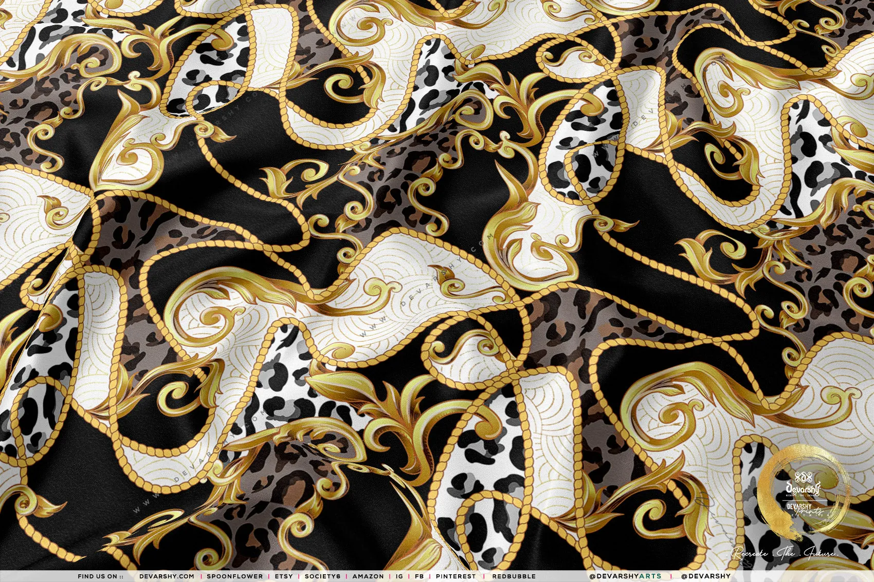 Decorative Chains Apparel Fabric 3Meters , 6 Designs | 8 Fabrics Option | Baroque Fabric By the Yard | 041