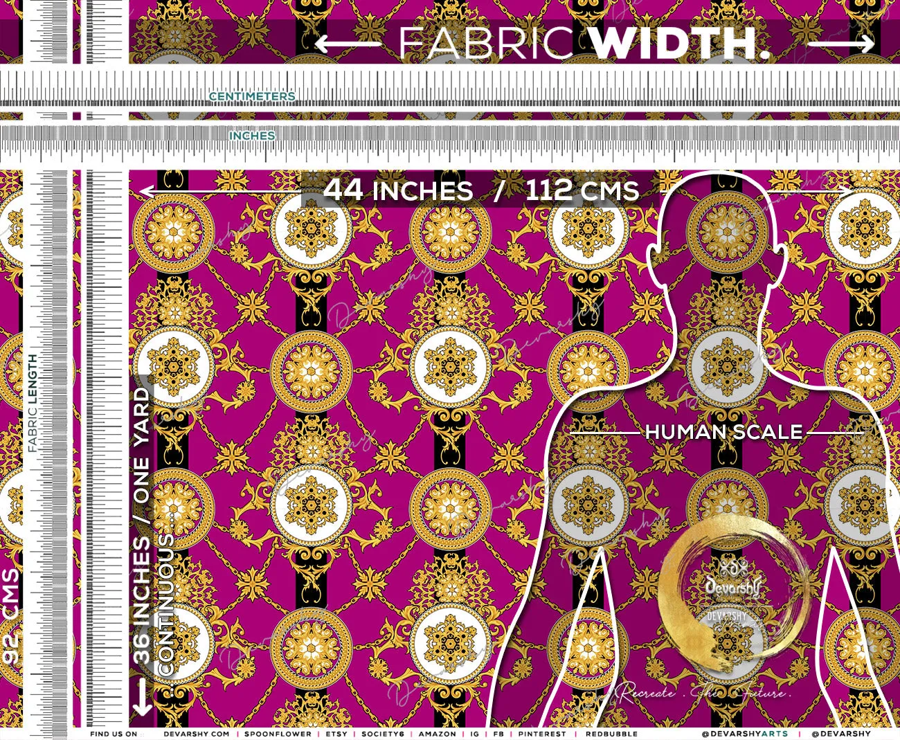 Decorative Circles Apparel Fabric 3Meters , 9 Designs | 8 Fabrics Option | Fabric By the Yard | 031