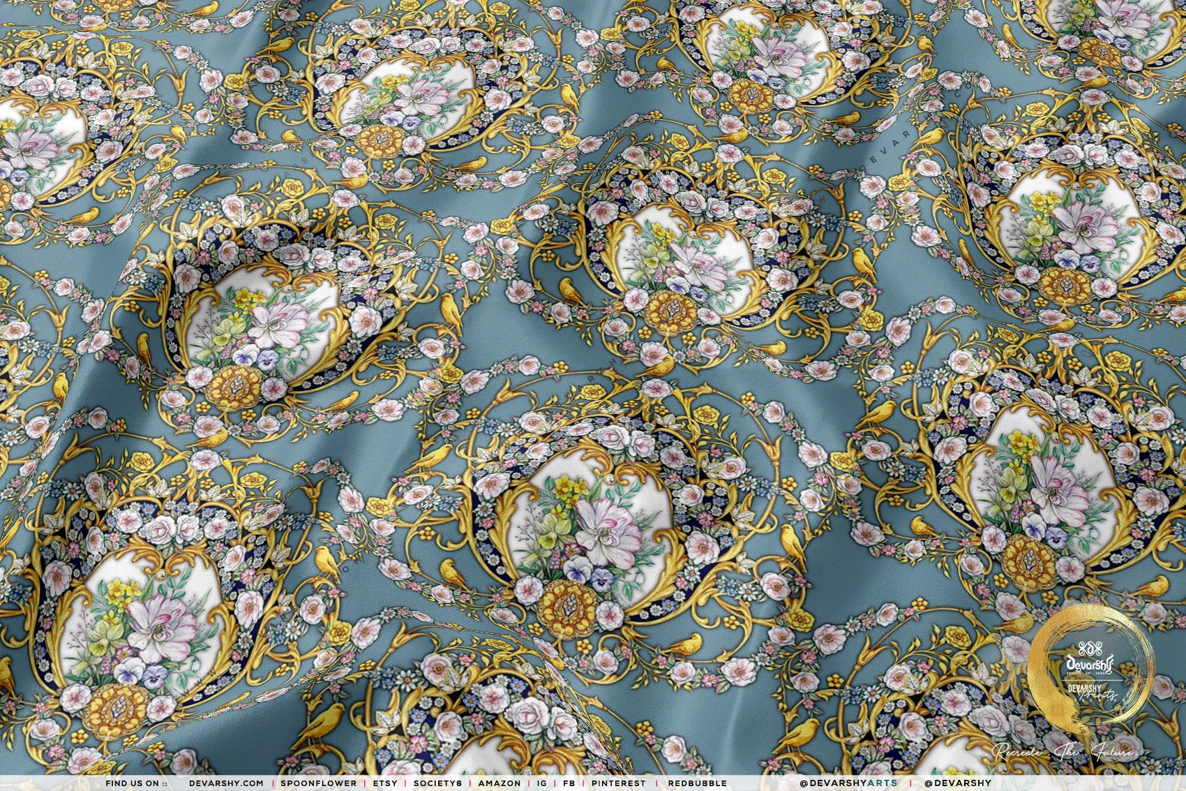 Decorative Florals Apparel Fabric 3Meters , 6 Designs | 8 Fabrics Option | Baroque Fabric By the Yard | 046