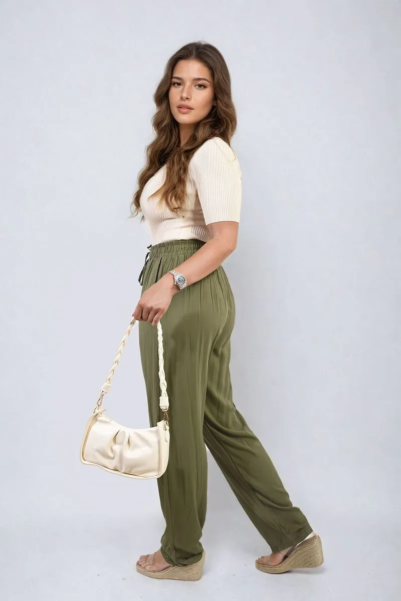 Drawstring High Waist Trouser with Side Pockets