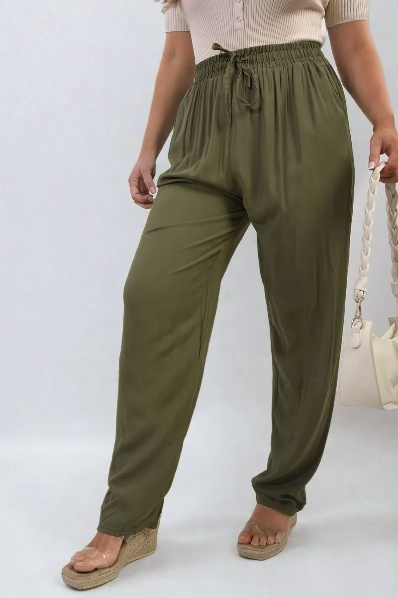 Drawstring High Waist Trouser with Side Pockets