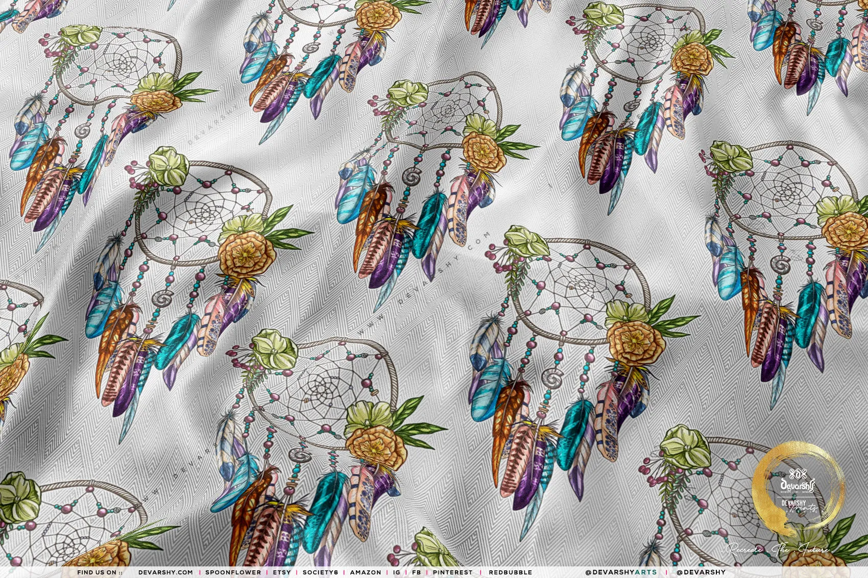 Dream Catcher Apparel Fabric 3Meters , 6 Designs | 8 Fabrics Option | Boho Fabric By the Yard | 040