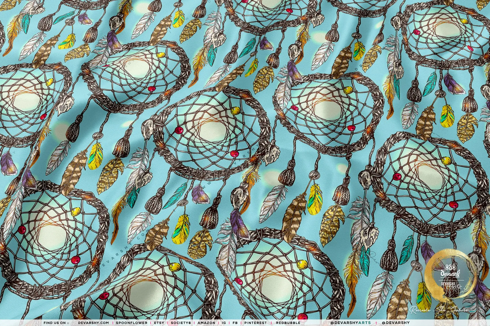 Dreamcatchers Apparel Fabric 3Meters , 6 Designs | 8 Fabrics Option | Boho Fabric By the Yard | 040