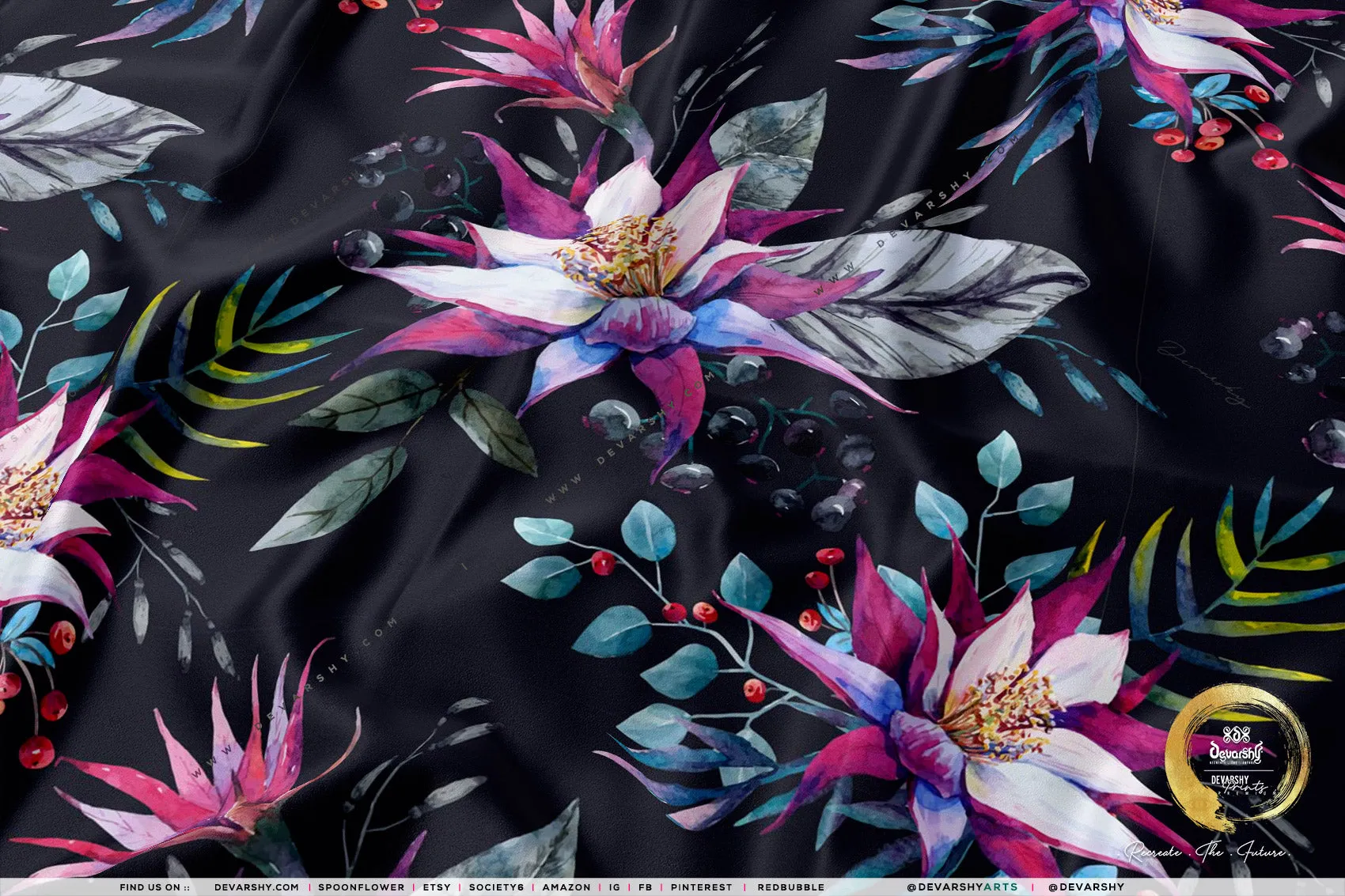 Florals Pattern Apparel Fabric 3Meters , 9 Designs | 8 Fabric Options | Fabric By the Yard | D20132