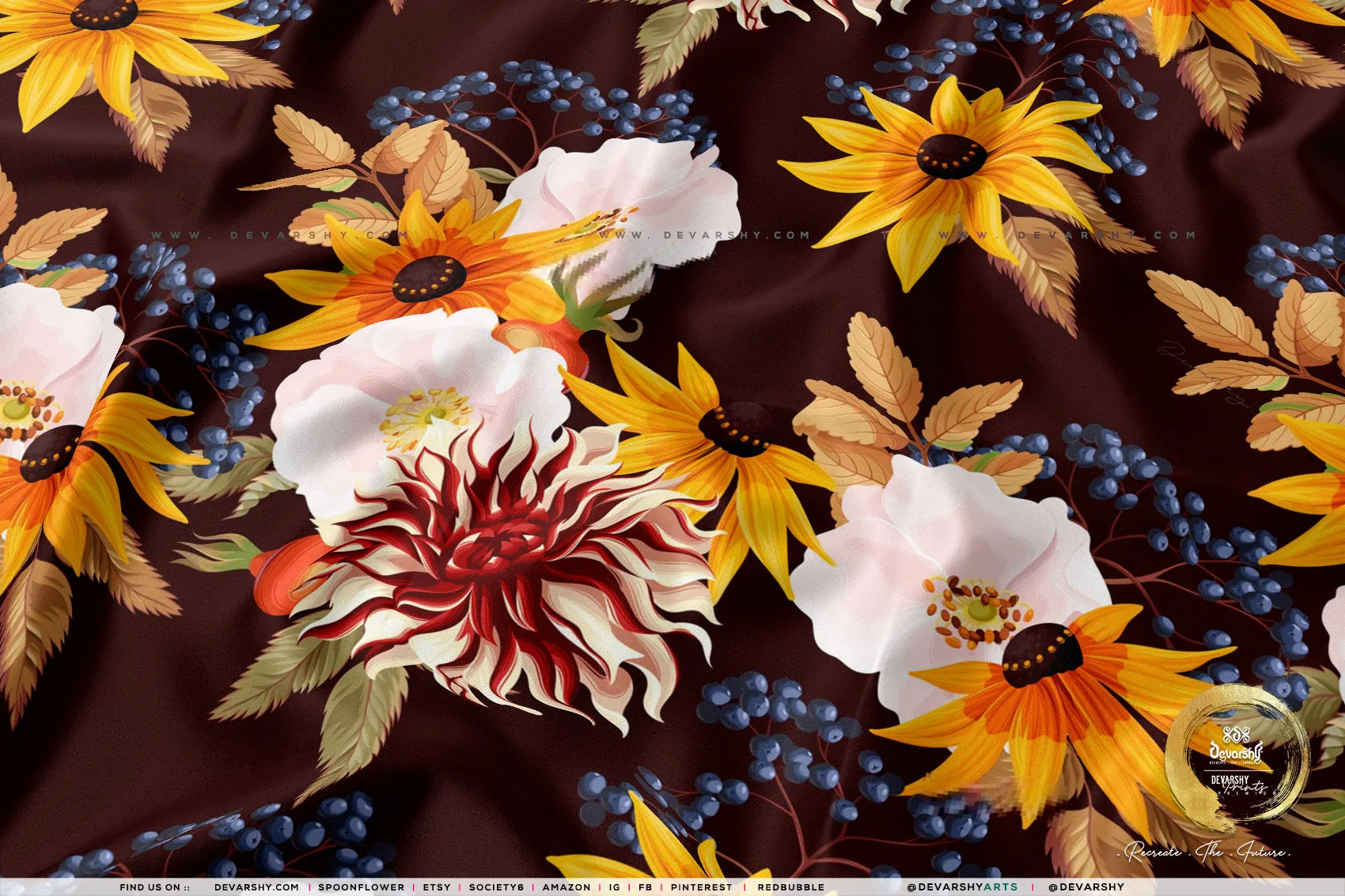 Florals Pattern Apparel Fabric 3Meters , 9 Designs | 8 Fabric Options | Fabric By the Yard | D20132