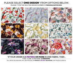 Florals Pattern Apparel Fabric 3Meters , 9 Designs | 8 Fabric Options | Fabric By the Yard | D20132