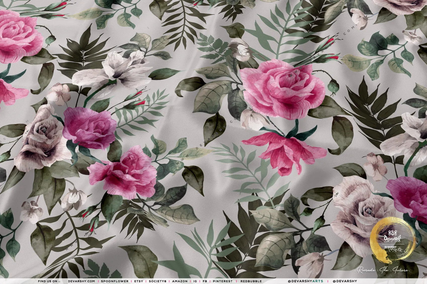 Flowers Apparel Fabric 3Meters , 9 Designs | 8 Fabrics Option | Fabric By the Yard | D20152