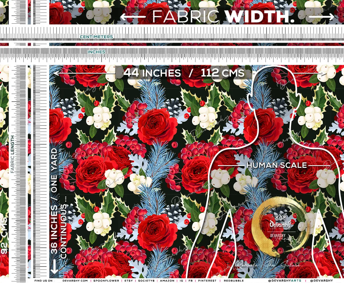 Flowers Apparel Fabric 3Meters , 9 Designs | 8 Fabrics Option | Fabric By the Yard | D20152