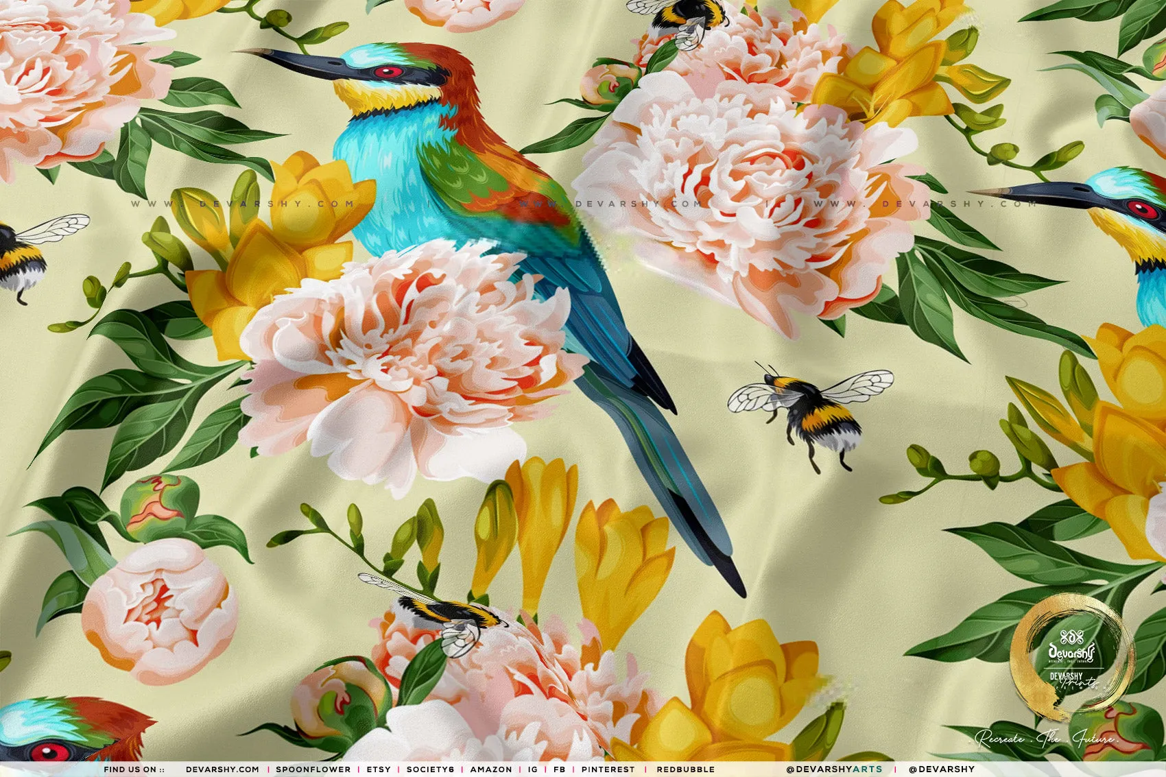 Flowers Apparel Fabric 3Meters , 9 Designs | 8 Fabrics Option | Fabric By the Yard | D20152