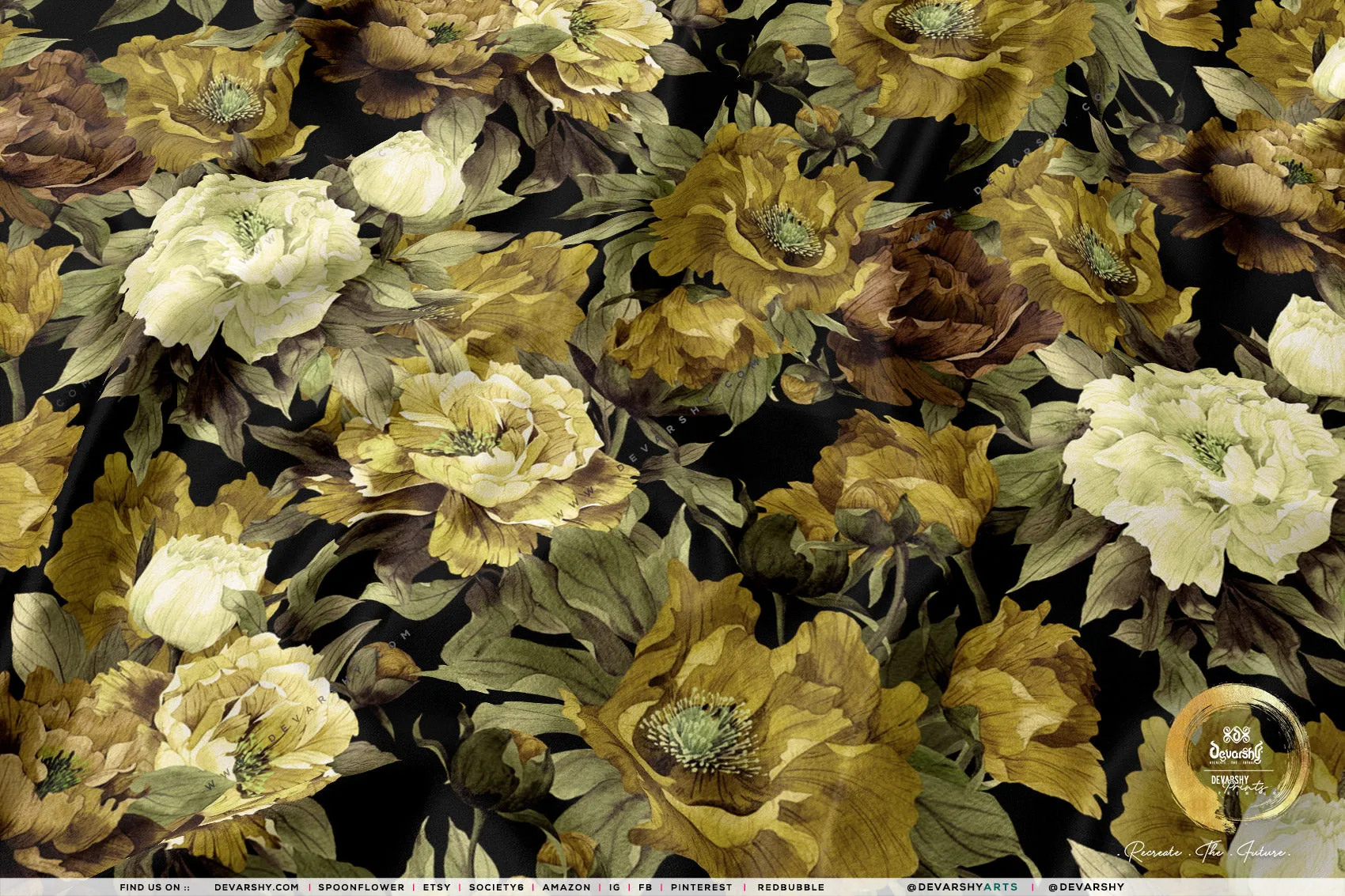 Flowers Apparel Fabric 3Meters , 9 Designs | 8 Fabrics Option | Fabric By the Yard | D20152