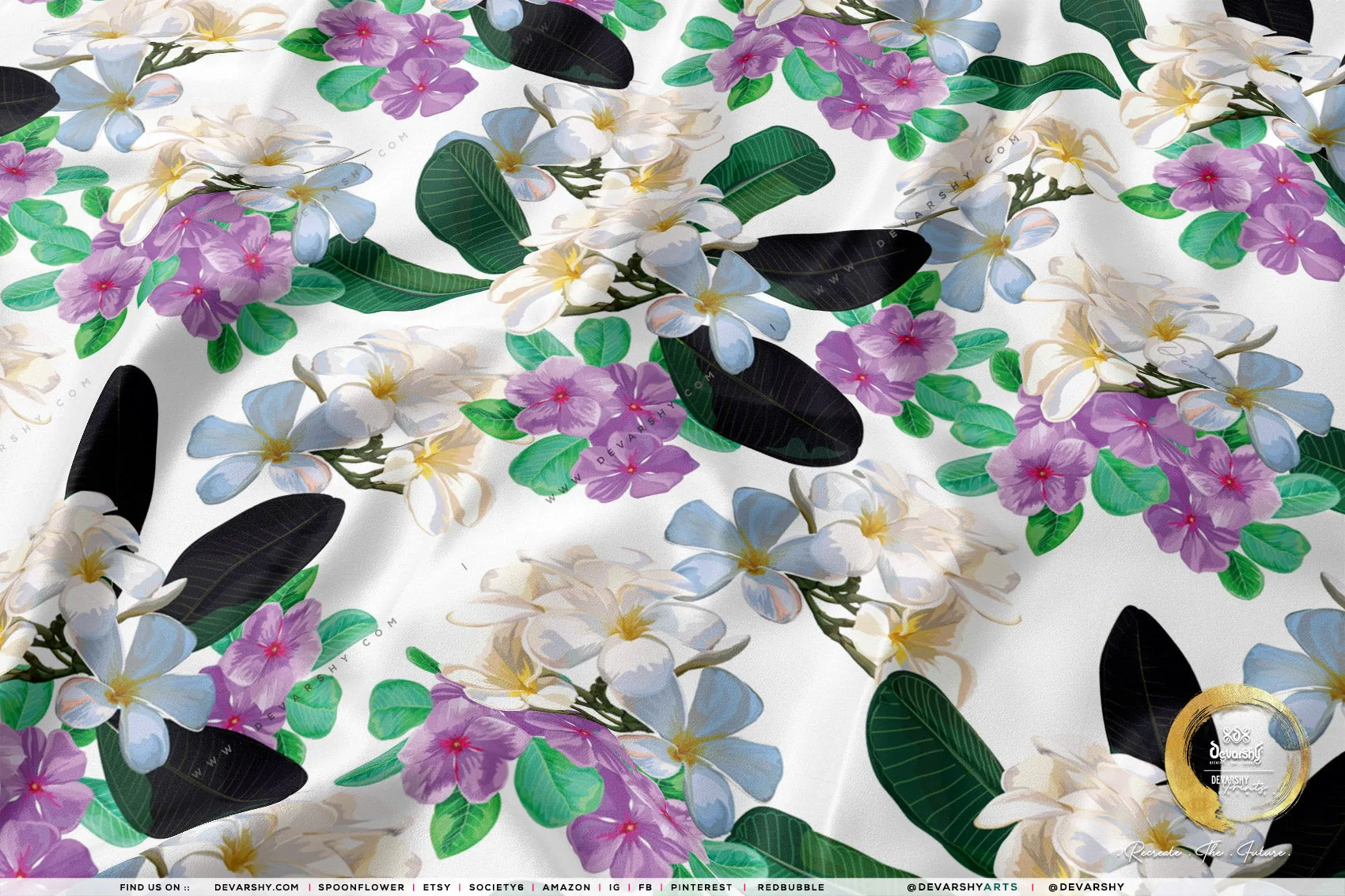 Flowers Apparel Fabric 3Meters , 9 Designs | 8 Fabrics Option | Fabric By the Yard | D20152