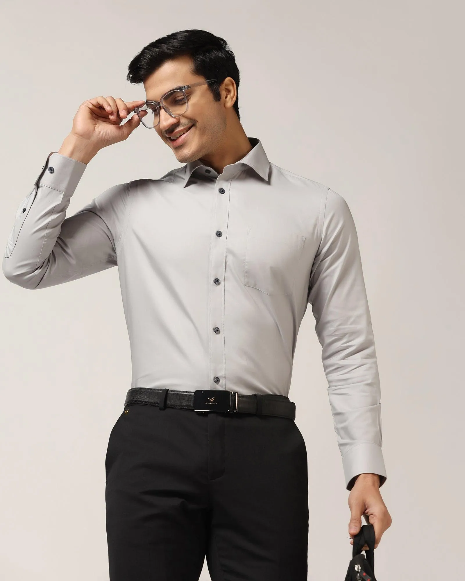 Formal Grey Solid Shirt - Retro