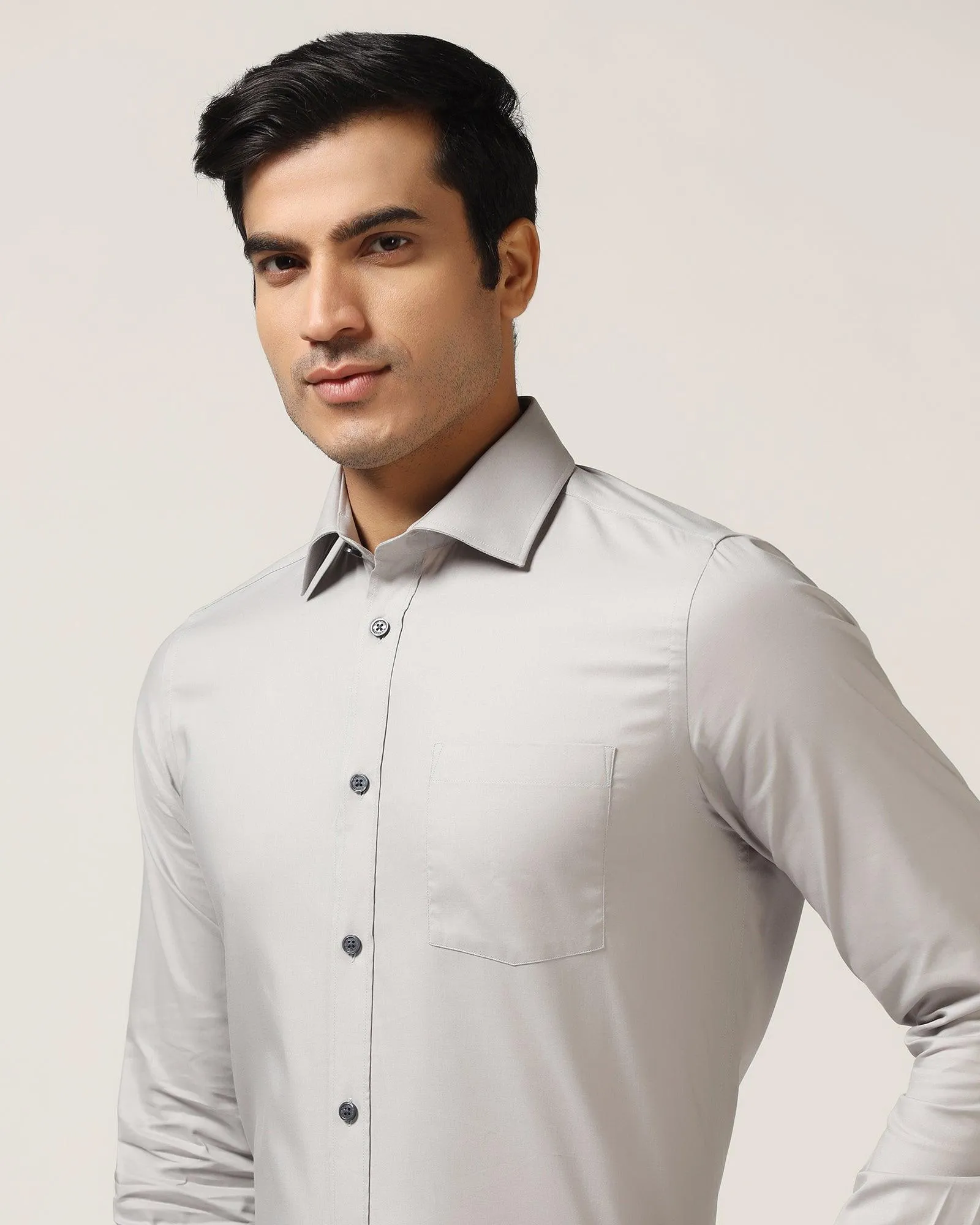 Formal Grey Solid Shirt - Retro