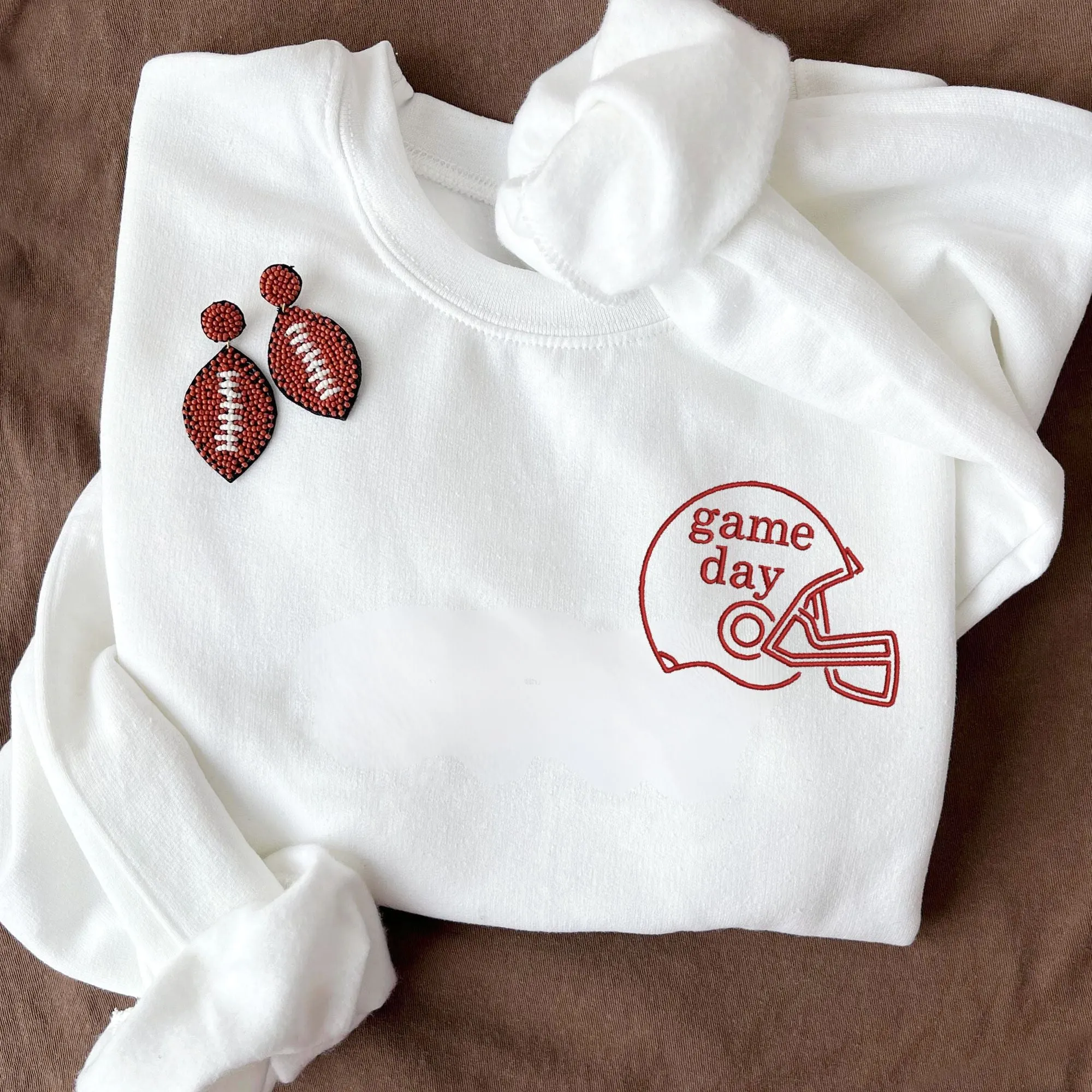 Game Day Football Helmet Embroidered Crewneck Sweatshirt