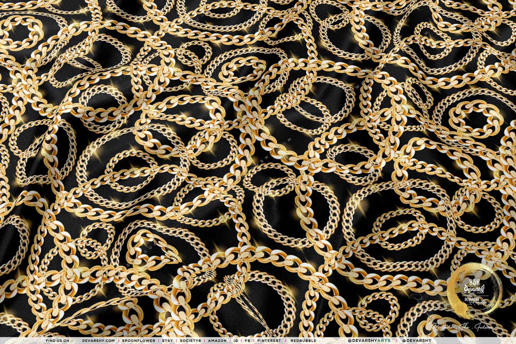 Gold Chains Apparel Fabric 3Meters , 6 Designs | 8 Fabrics Option | Baroque Fabric By the Yard | 041