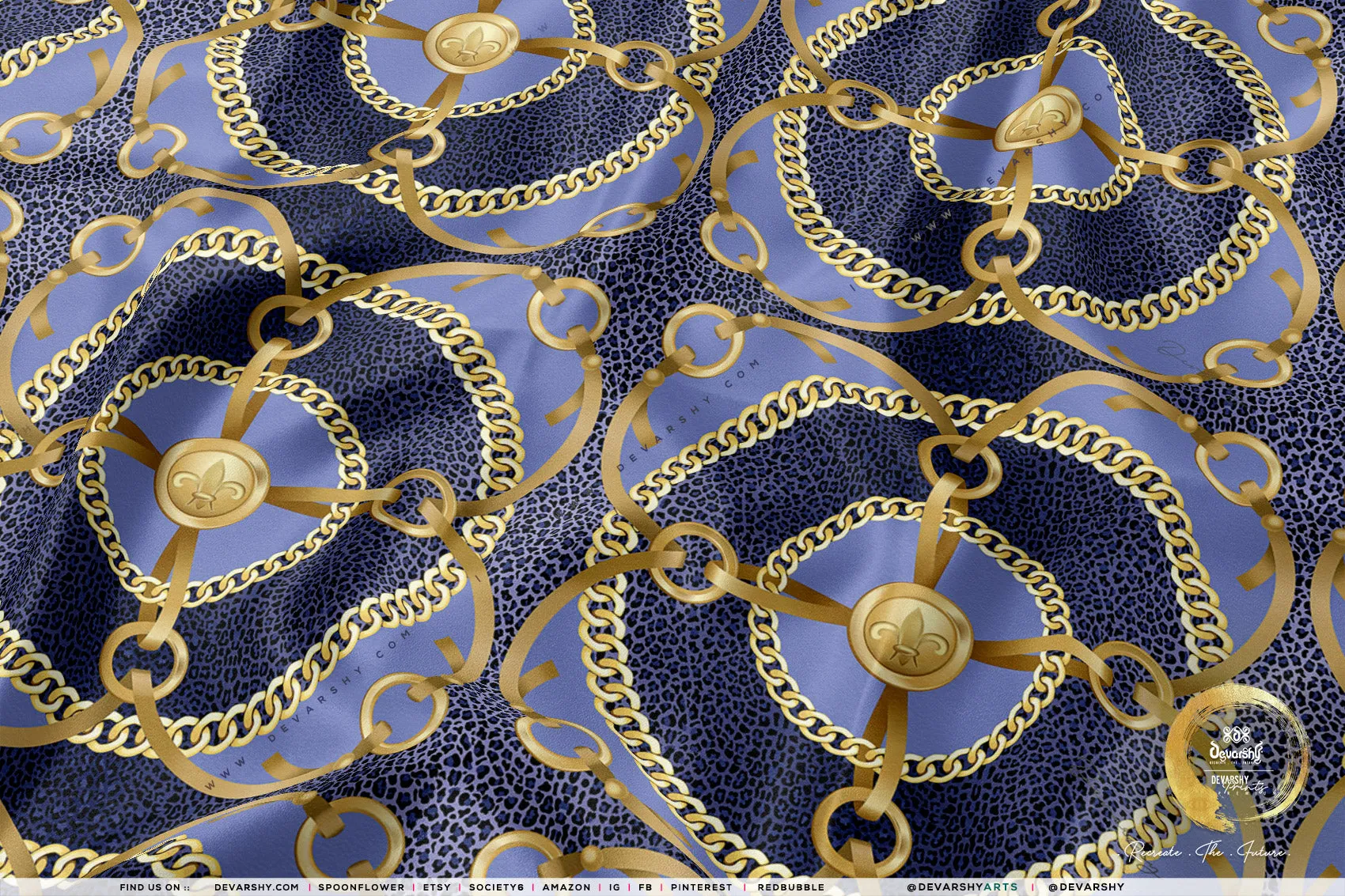 Gold Chains Apparel Fabric 3Meters , 6 Designs | 8 Fabrics Option | Baroque Fabric By the Yard | 041