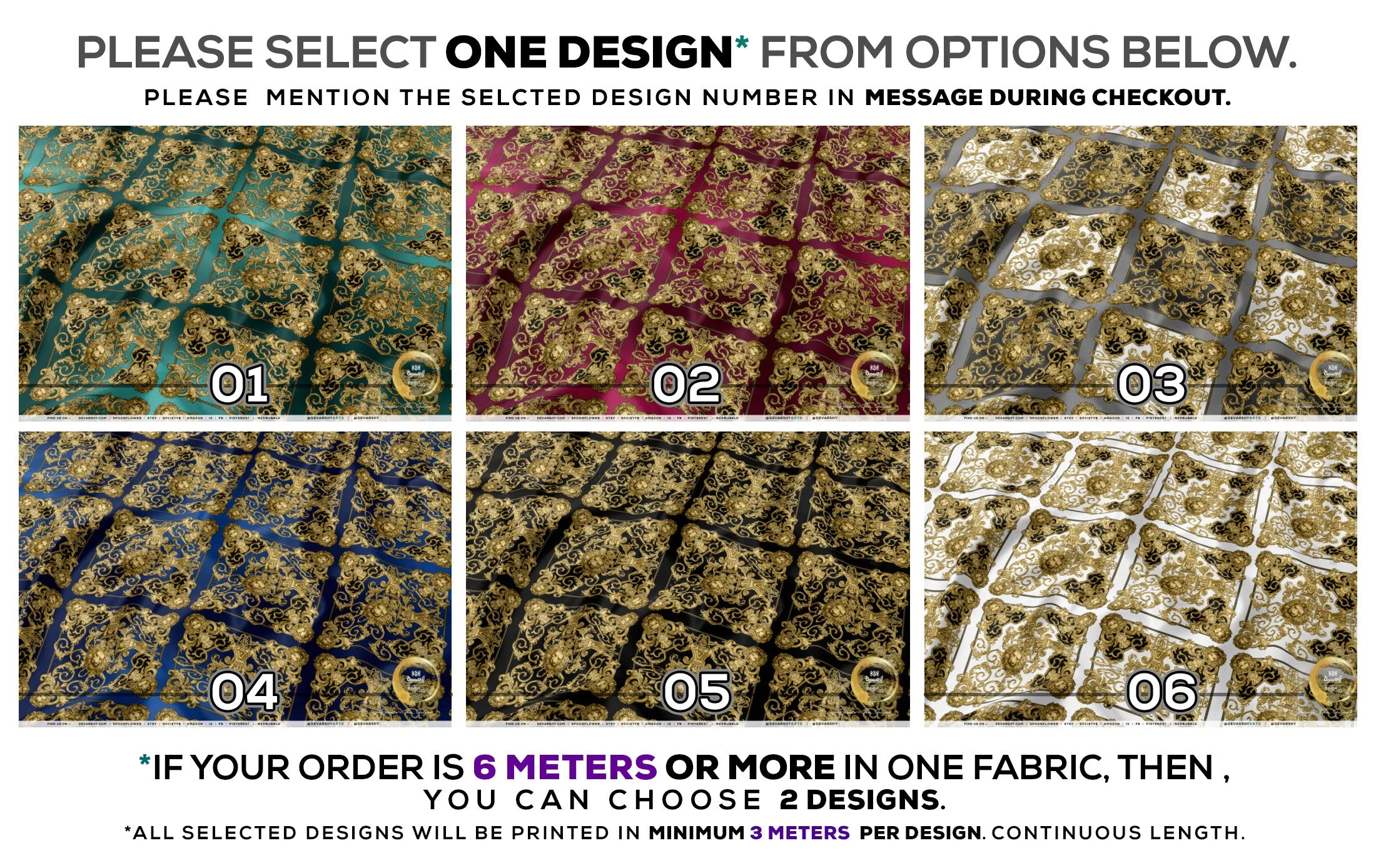 Golden Lion Apparel Fabric with 6 Designs | 8 Fabrics Option | Fabric By the Yard | D20140