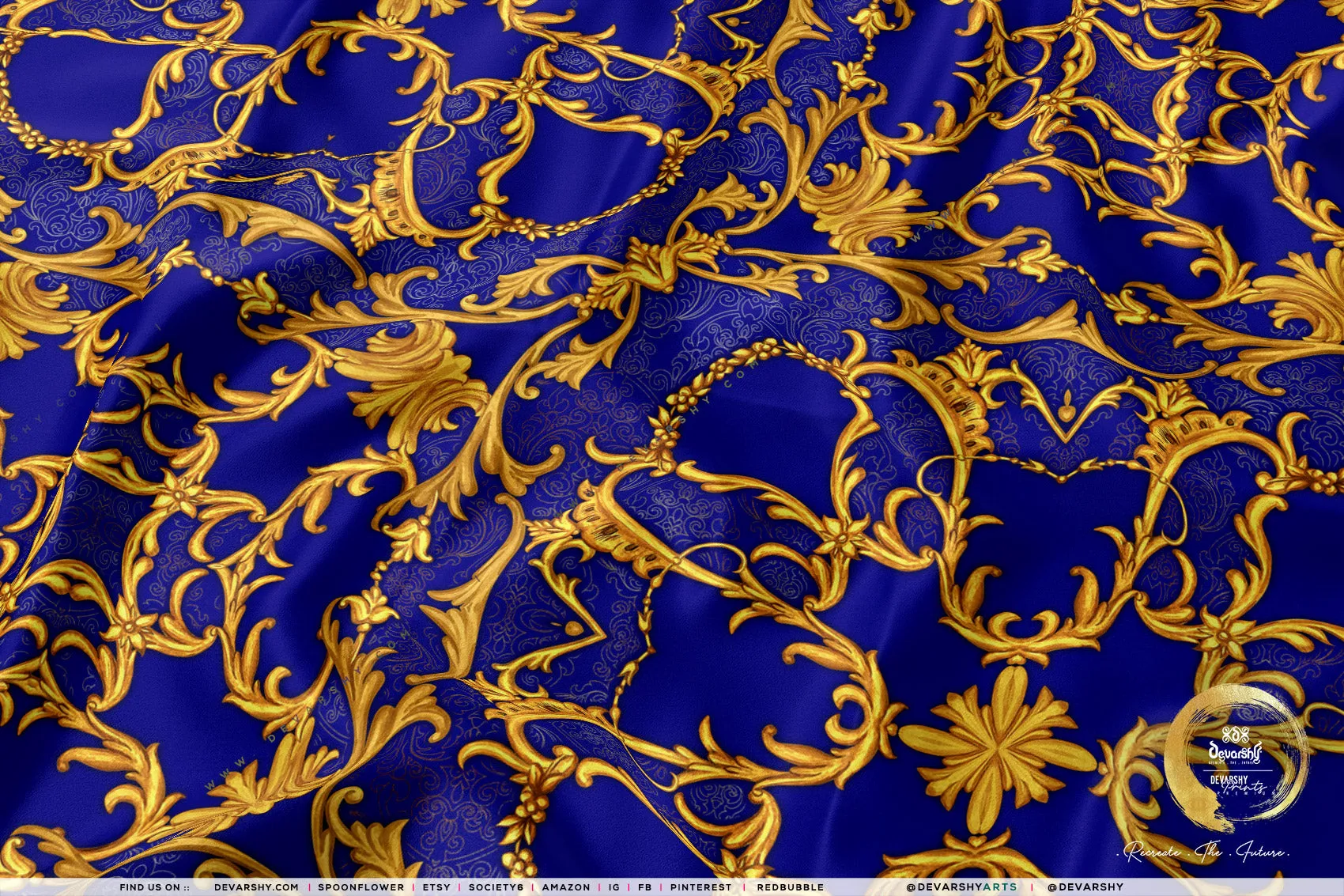 Golden Swirls Apparel Fabric 3Meters , 6 Designs | 8 Fabrics Option | Baroque Fabric By the Yard | 043