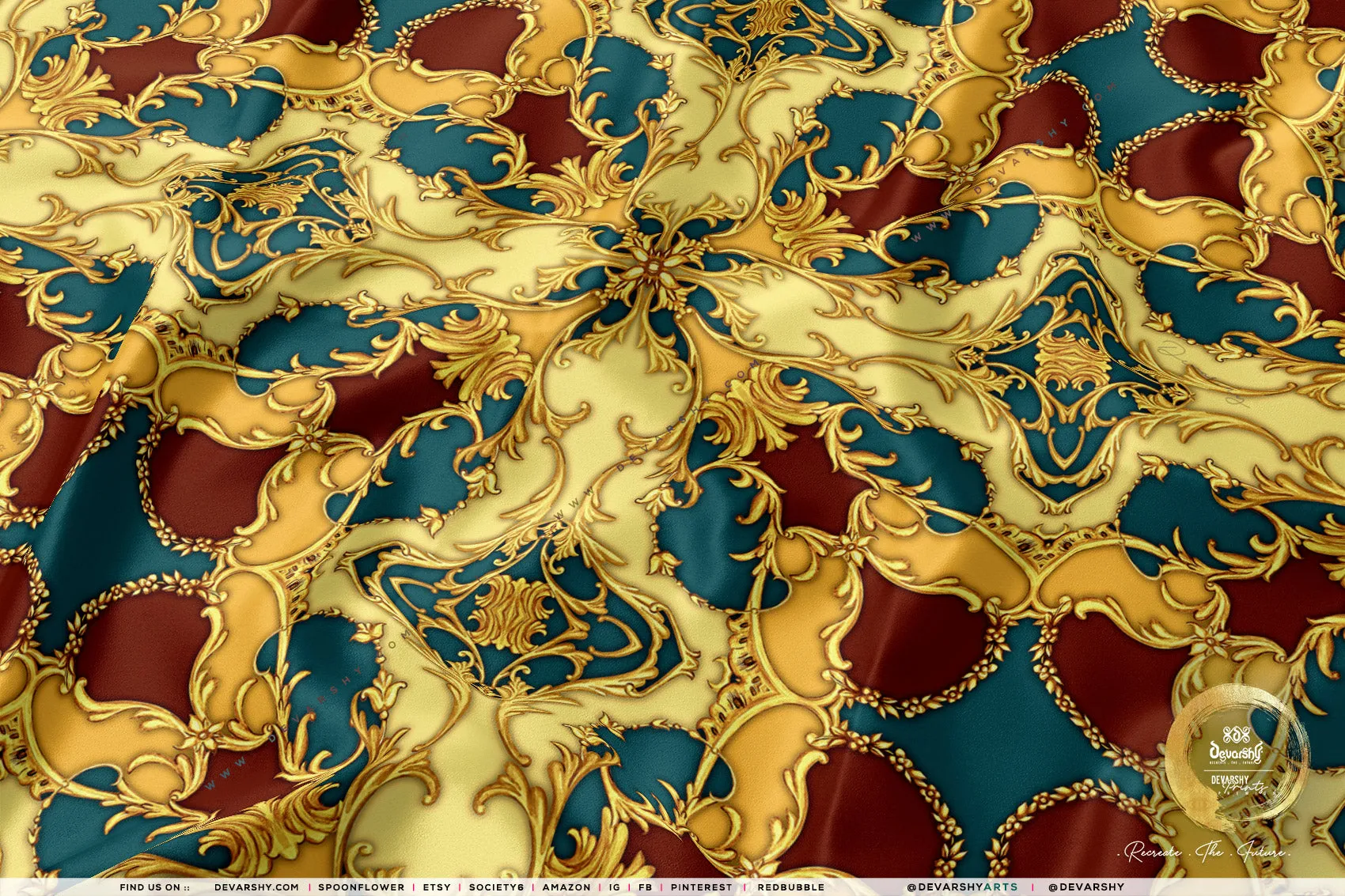 Golden Swirls Apparel Fabric 3Meters , 6 Designs | 8 Fabrics Option | Baroque Fabric By the Yard | 043