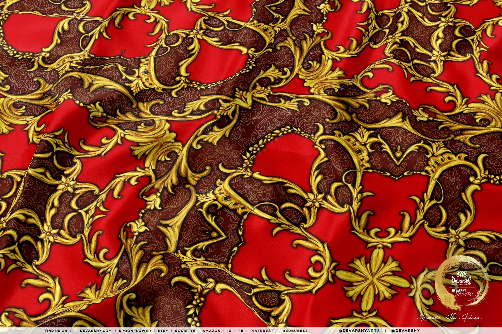 Golden Swirls Apparel Fabric 3Meters , 6 Designs | 8 Fabrics Option | Baroque Fabric By the Yard | 043