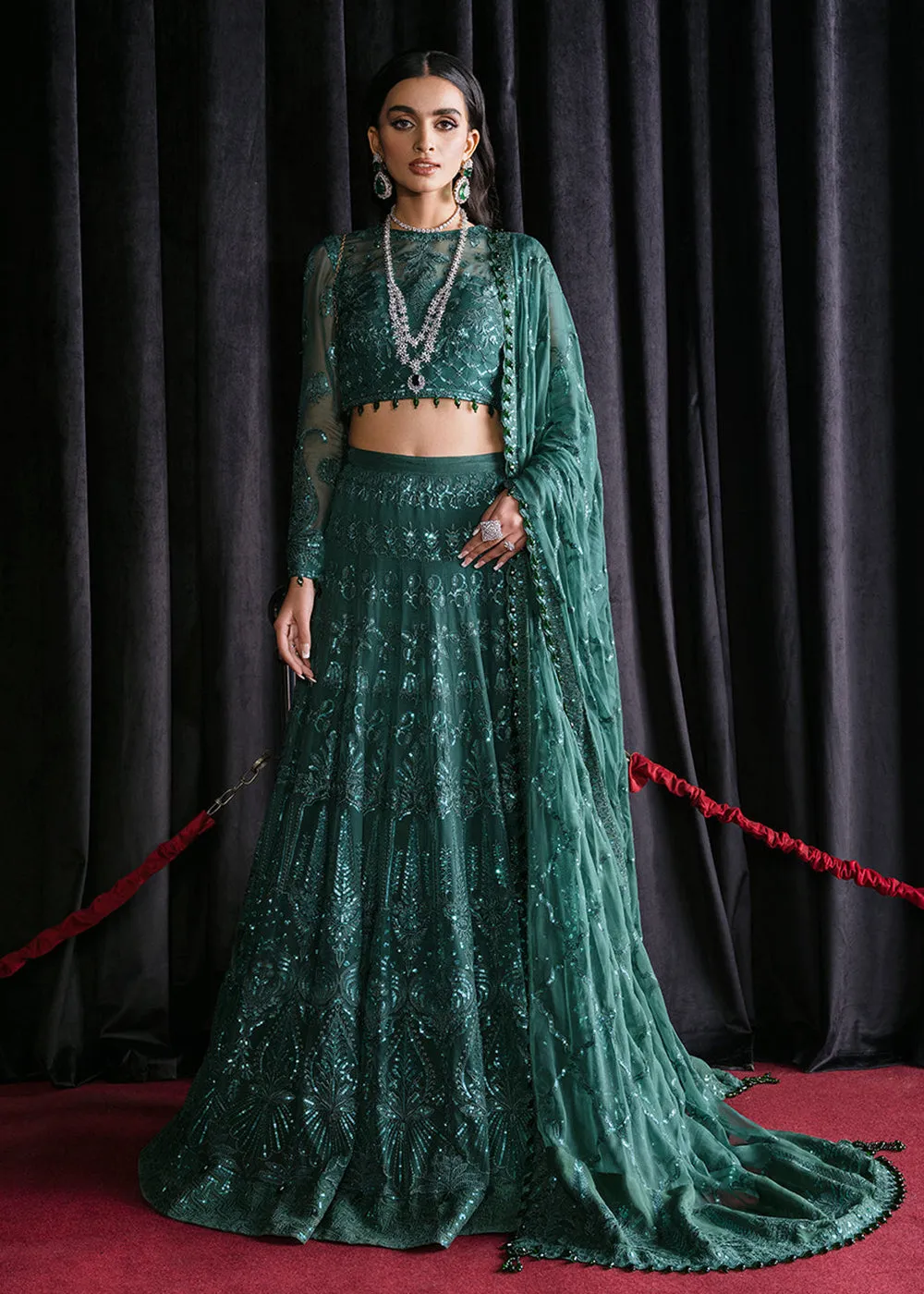 Green Lehenga Suit - Afrozeh Luxury Starlet Collection '23 - Imperial Ivy