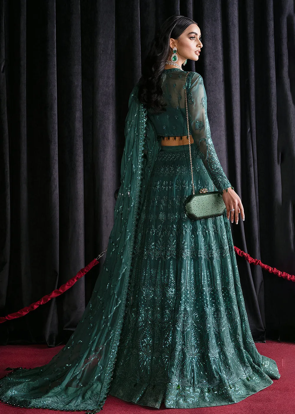 Green Lehenga Suit - Afrozeh Luxury Starlet Collection '23 - Imperial Ivy