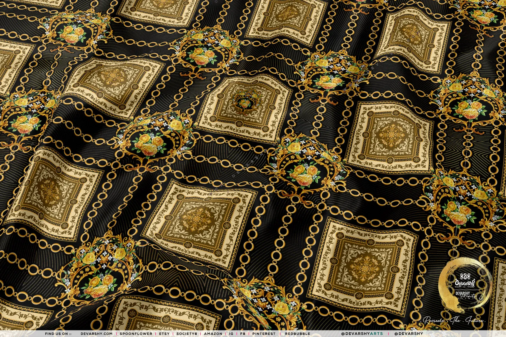 Italian Square Apparel Fabric 3Meters , 9 Designs | 8 Fabric Options | Baroque Fabric By the Yard | D20334