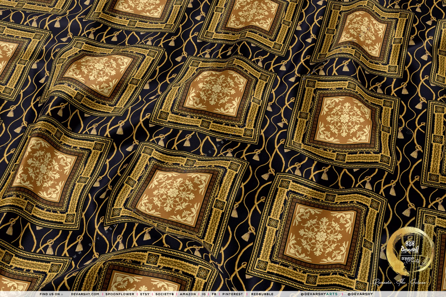 Italian Square Apparel Fabric 3Meters , 9 Designs | 8 Fabric Options | Baroque Fabric By the Yard | D20334