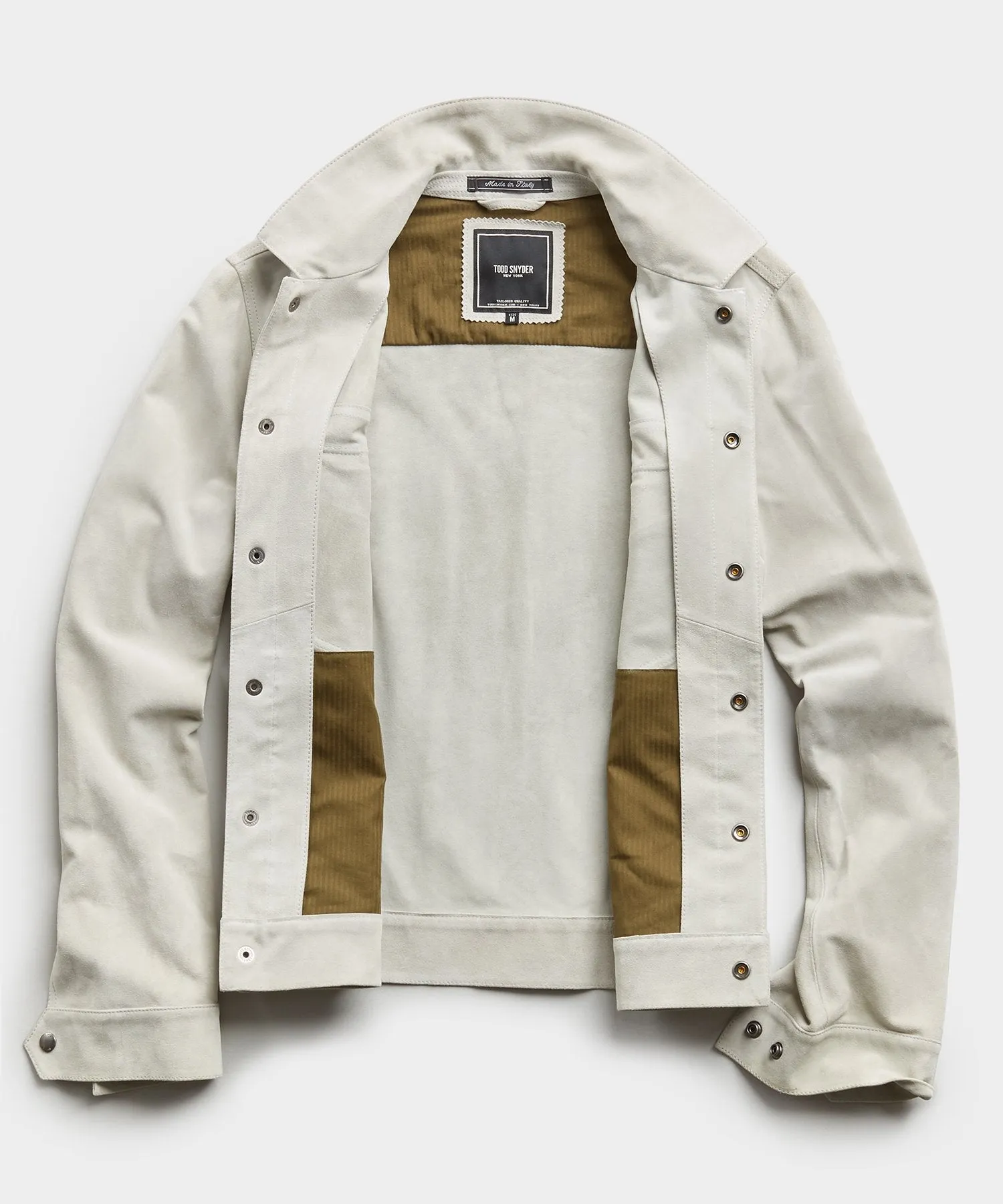 Italian Suede Snap Dylan Jacket in Stone