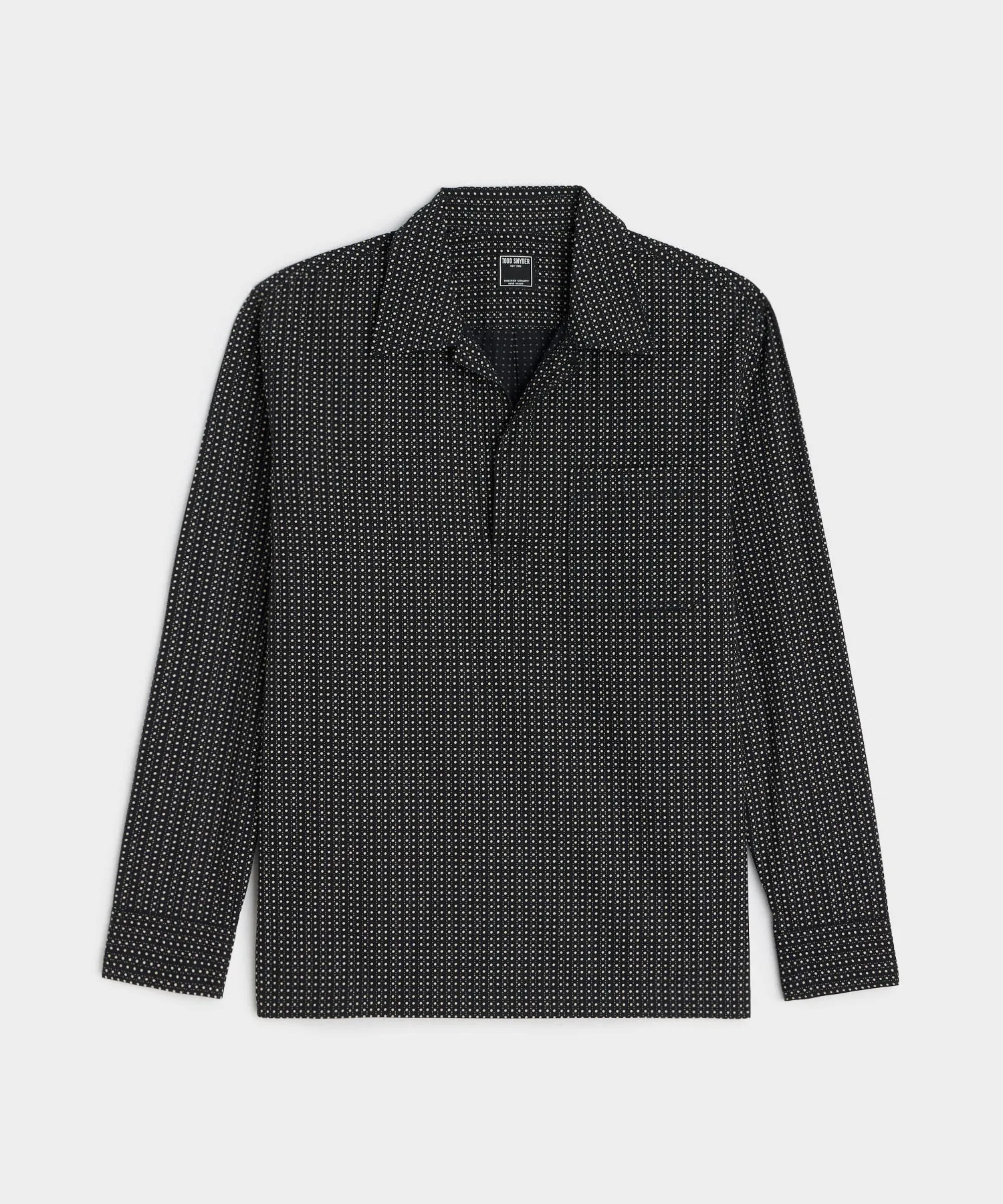 Japanese Long-Sleeve Popover Shirt in Black Dot